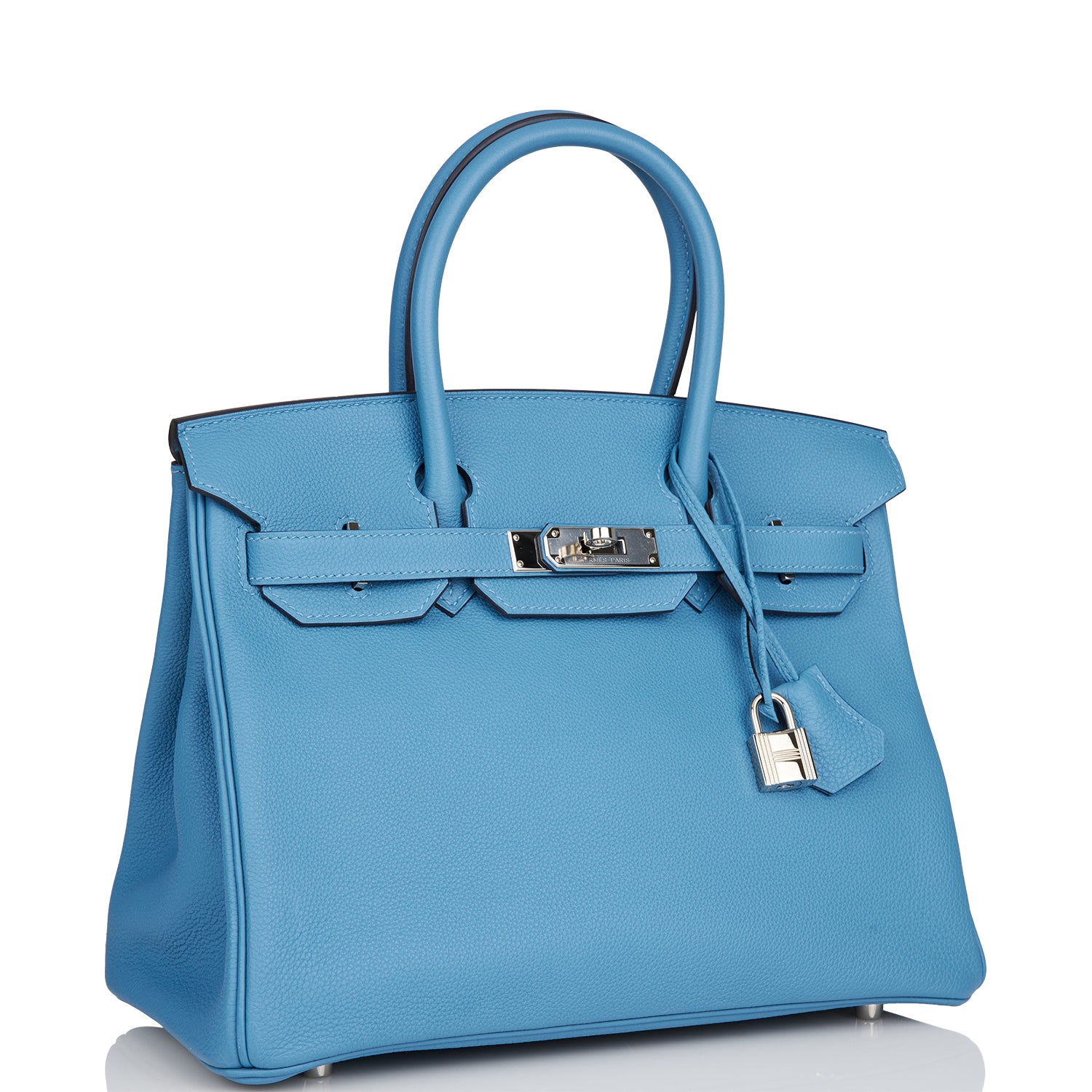 Hermes Birkin Bleu Azur Togo Palladium Hardware Handbag Travel Bag
