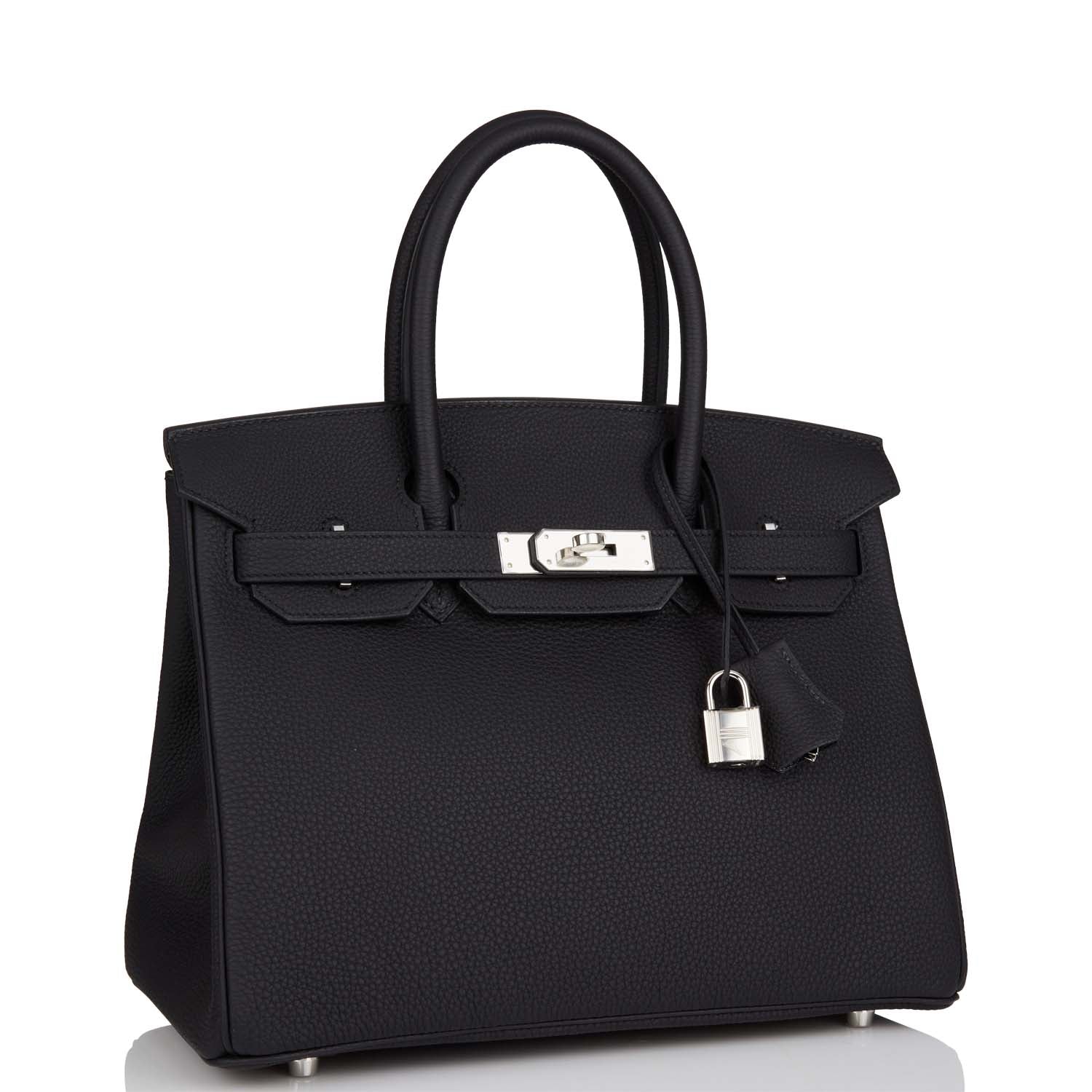 Hermes Birkin Togo Palladium Hardware Handbag Black Travel Bag 27