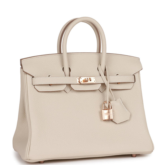 Hermes Birkin Craie Togo Rose Hardware Handbag Gold Travel Bag