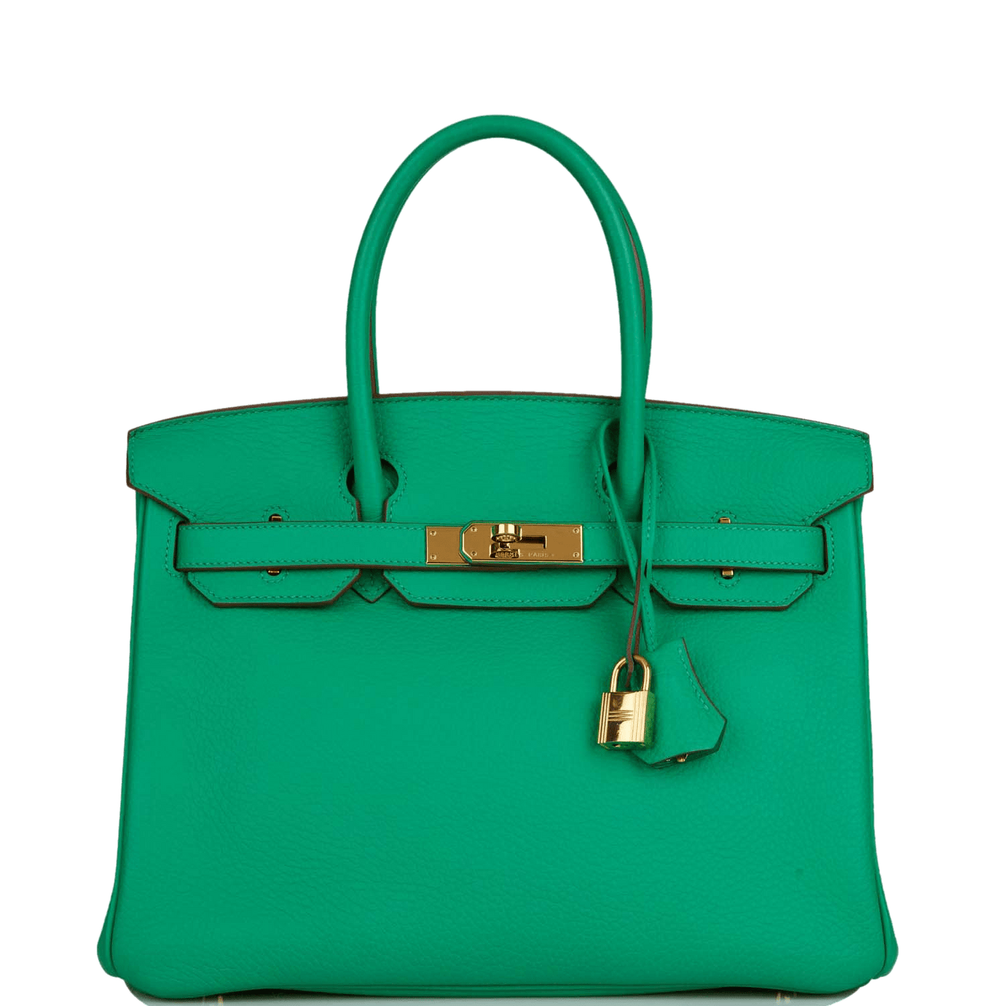 Hermes Birkin Menthe Clemence Hardware Handbag Gold Travel Bag