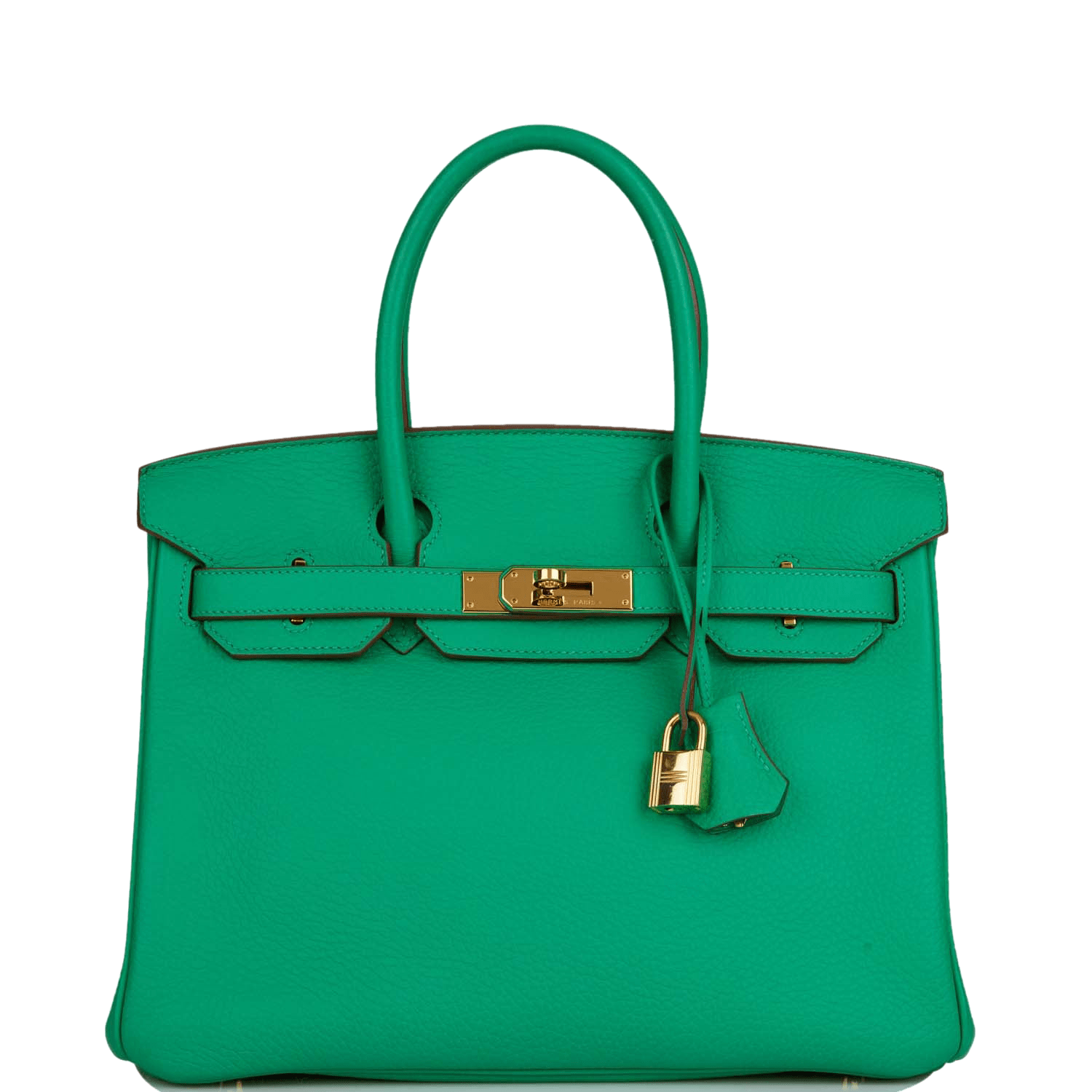 Hermes Birkin Menthe Clemence Hardware Handbag Gold Travel Bag