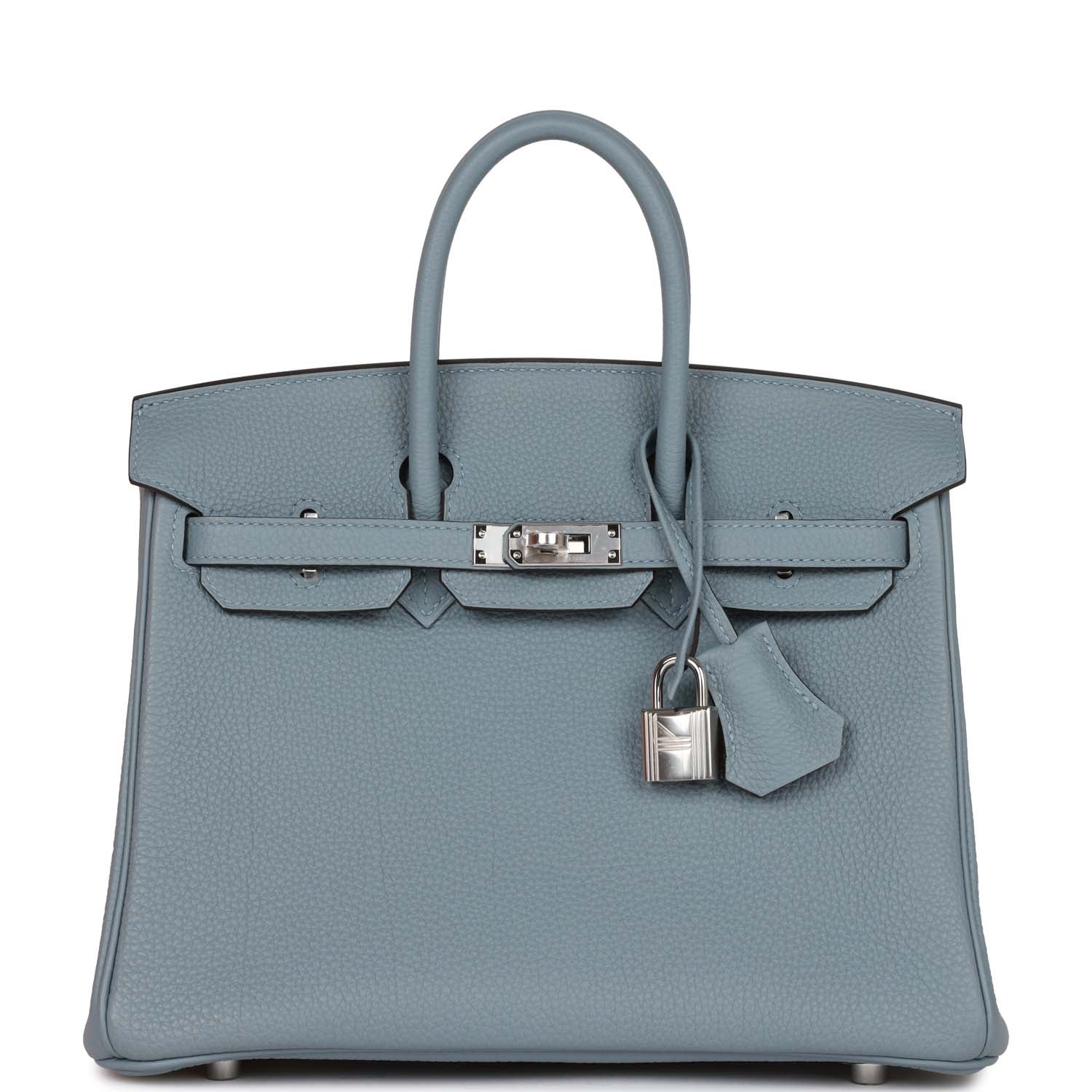 Hermes Birkin Bleu Lin Verso Togo Palladium Hardware Travel Bag
