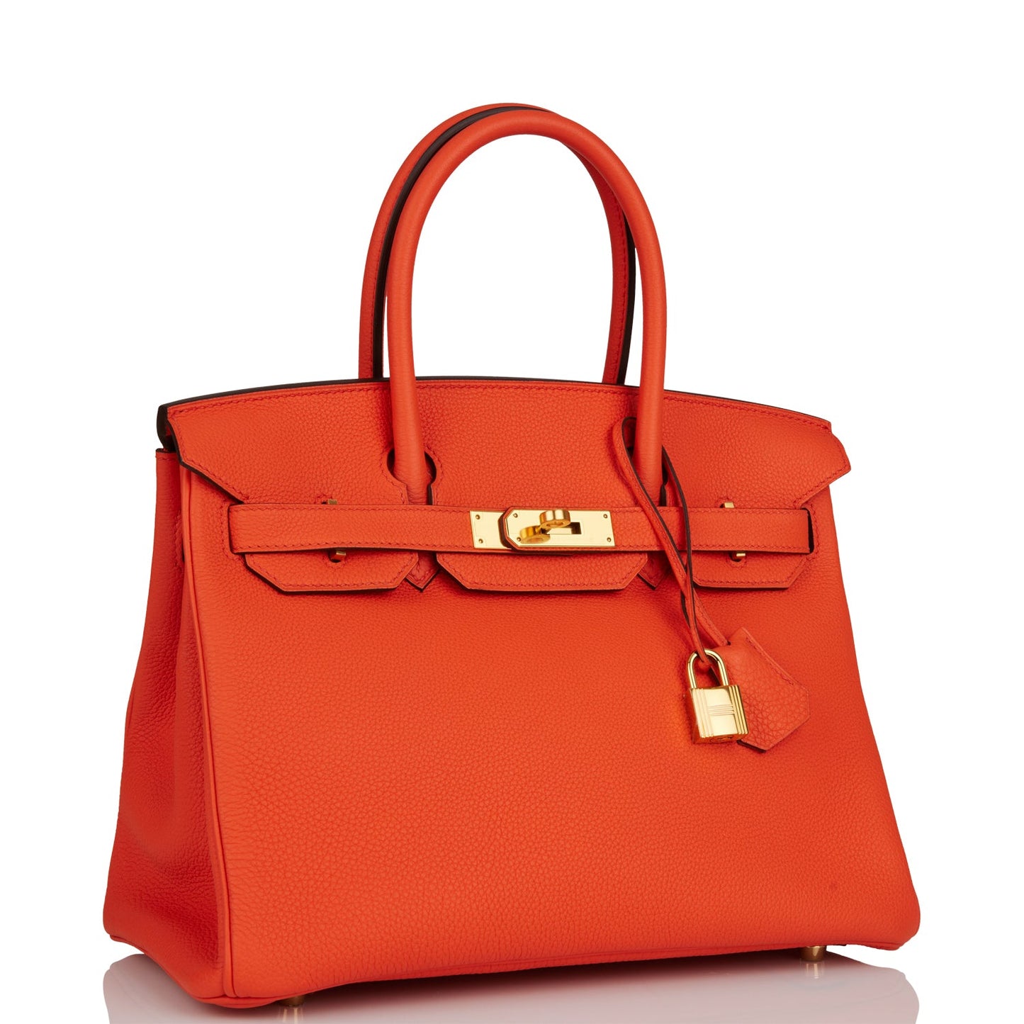 Hermes Birkin Orange Poppy Togo Hardware Handbag Gold Travel Bag