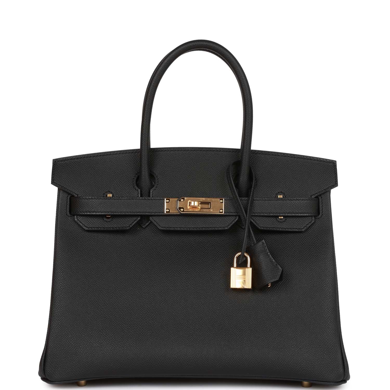 Hermes Birkin Epsom Hardware Handbag Black Gold Travel Bag 4