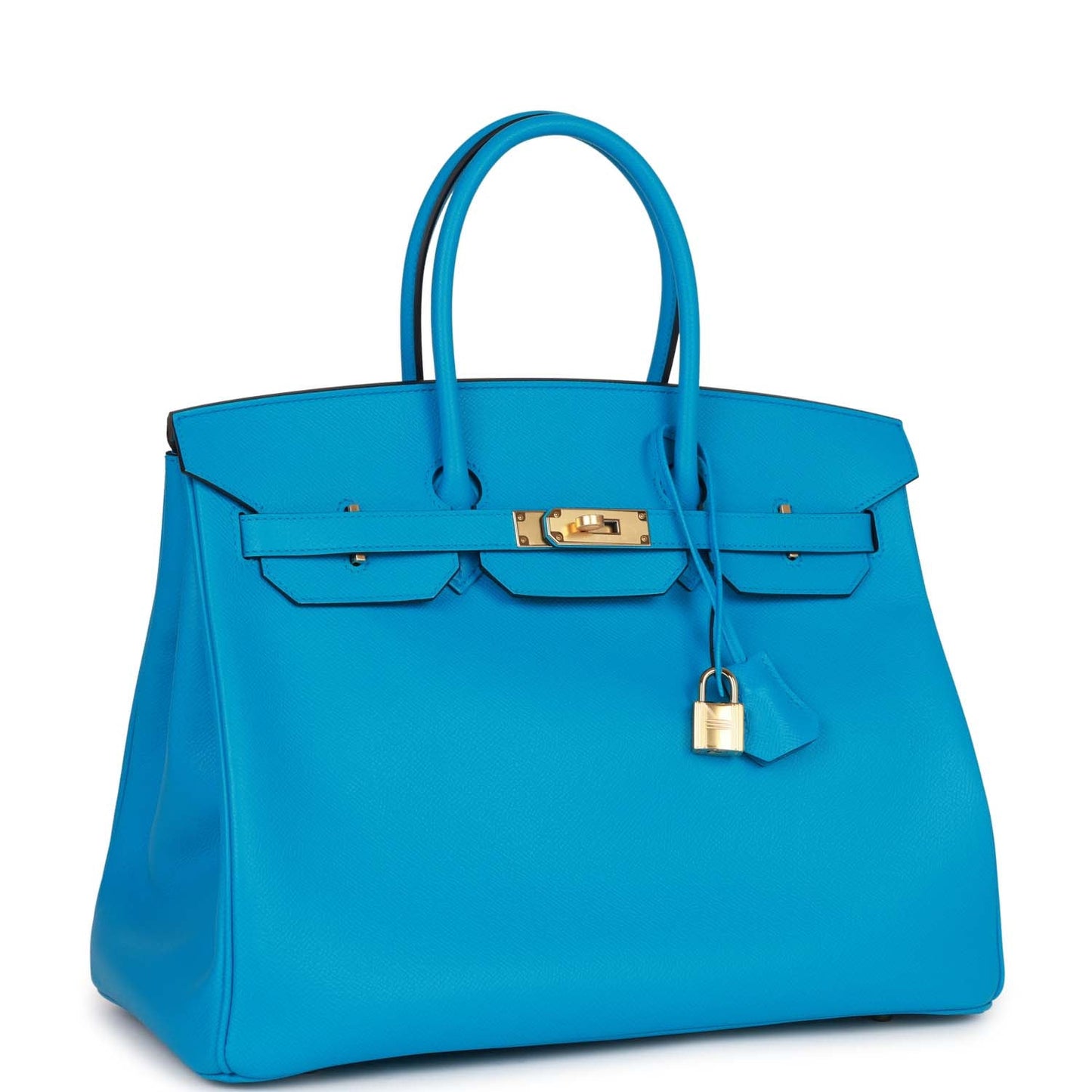 Hermes Birkin Bleu Frida Epsom Hardware Handbag Gold Travel Bag