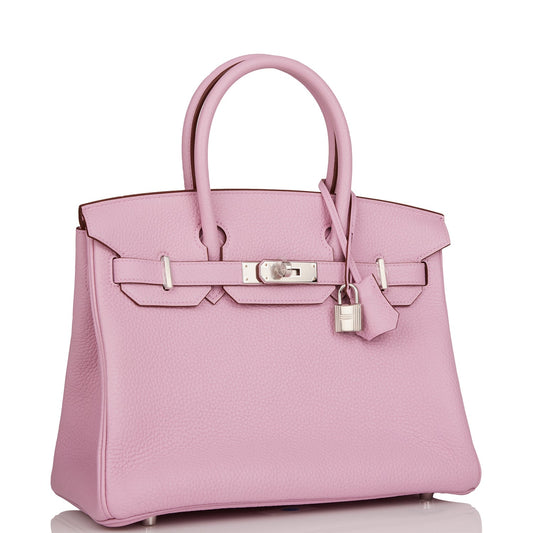 Hermes Birkin Mauve Sylvestre Clemence Palladium Hardware Handbag Travel Bag
