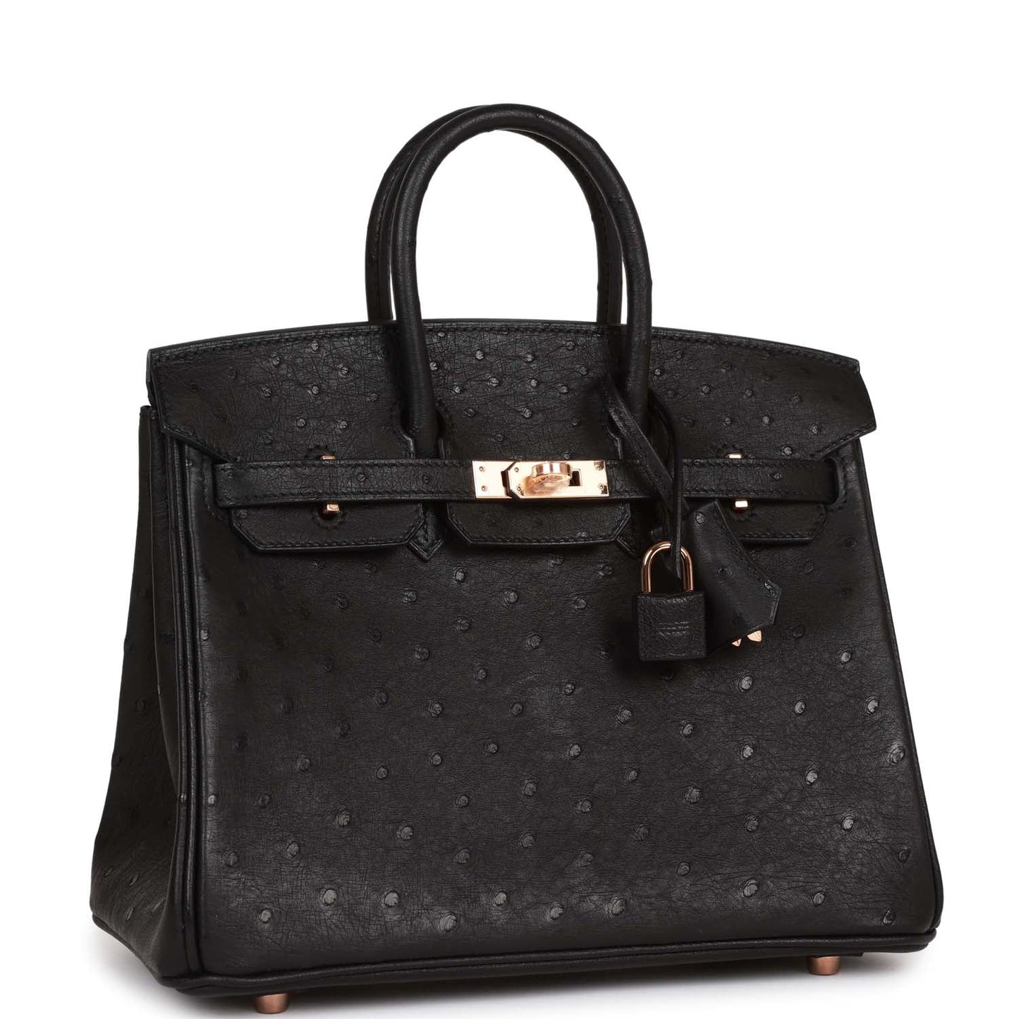 Hermes Birkin Ostrich Rose Hardware Handbag Black Gold Travel Bag Hardware 3