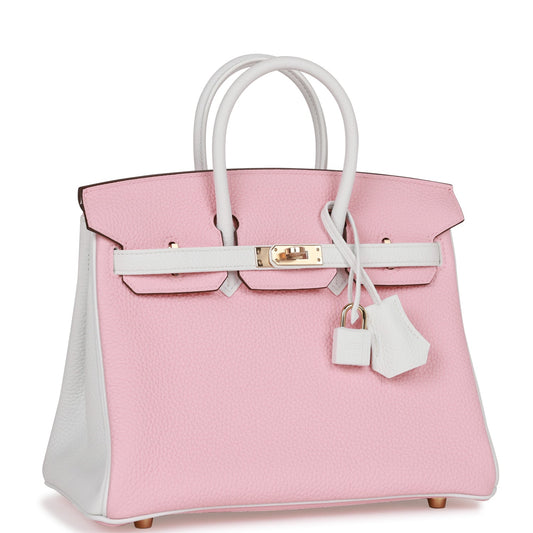 Hermes Special Order Hss Birkin Rose Sakura And Clemence White Travel Bag