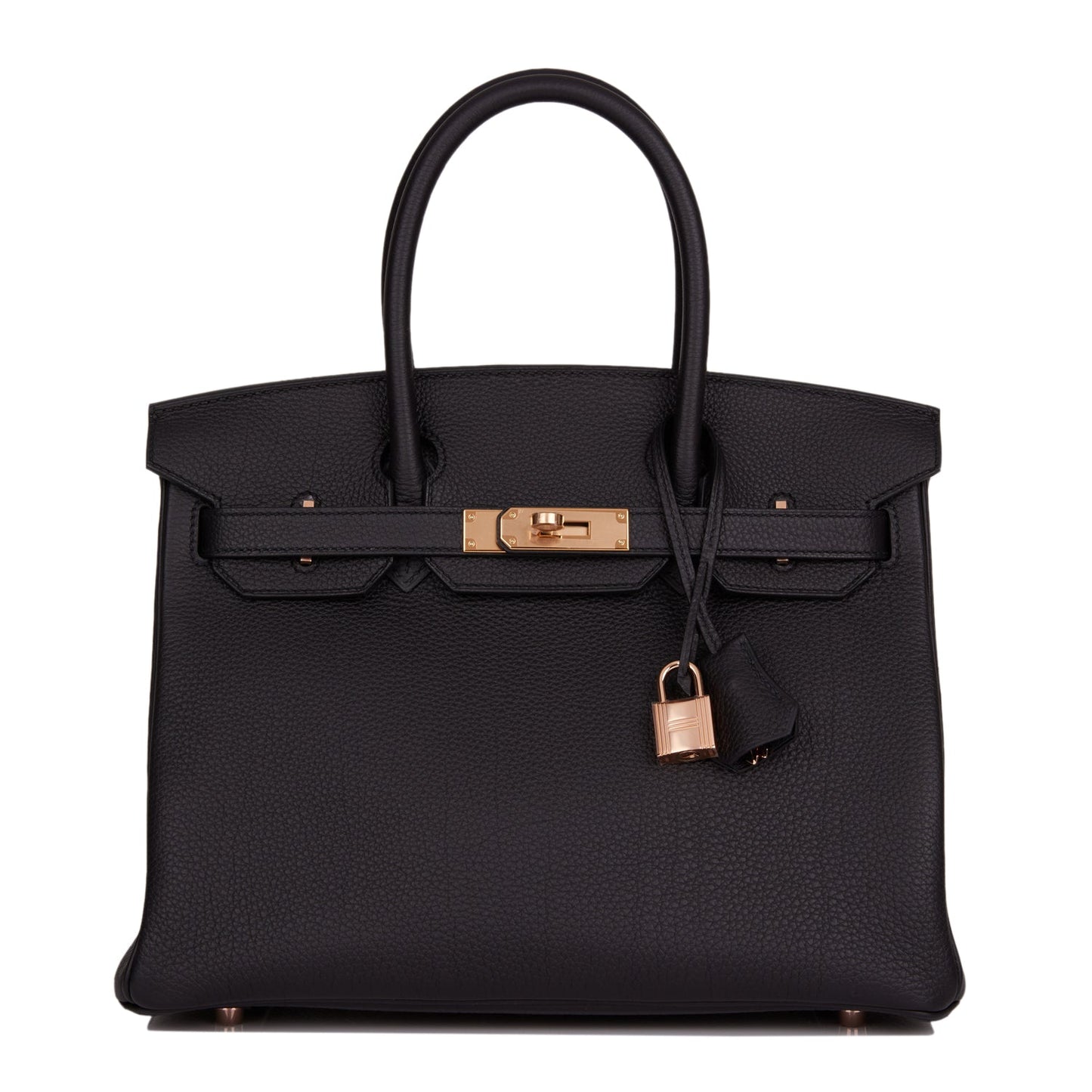 Hermes Birkin Togo Rose Hardware Handbag Black Gold Travel Bag 14