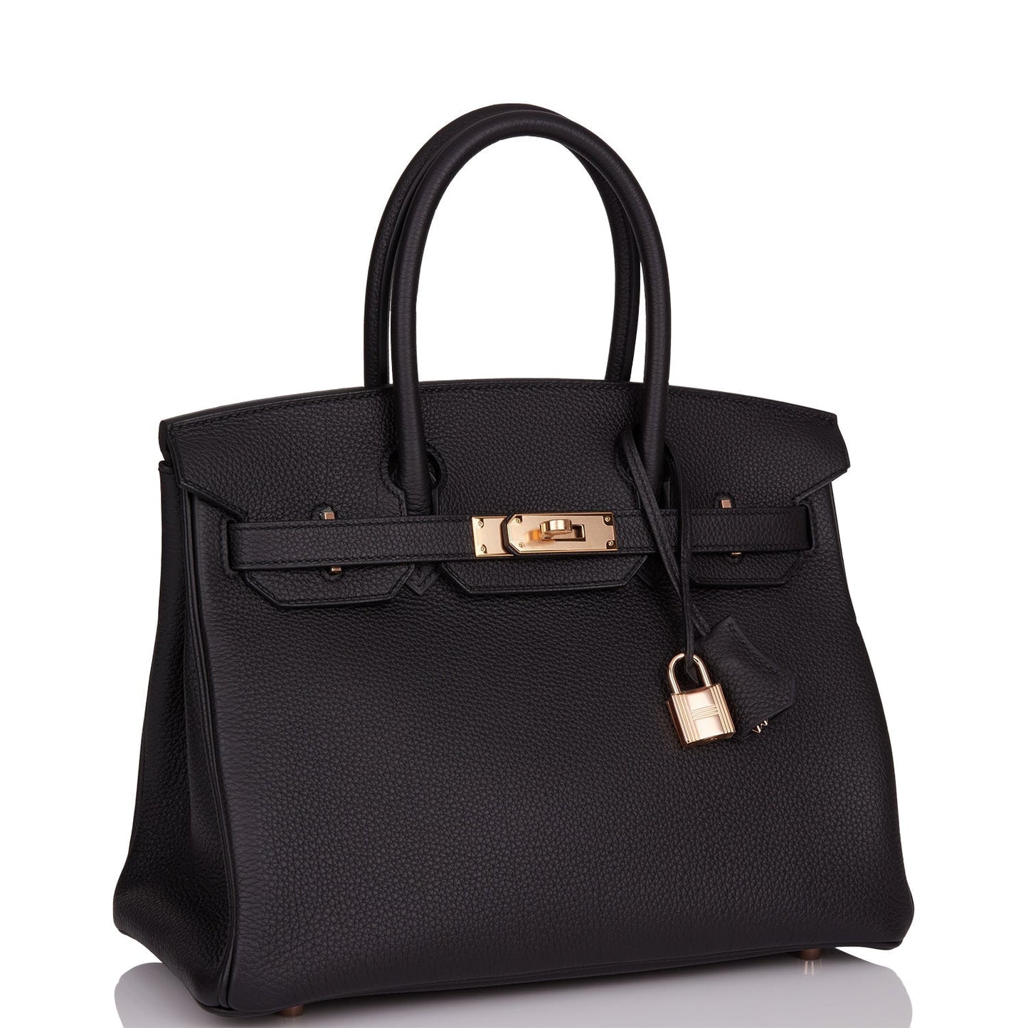 Hermes Birkin Togo Rose Hardware Handbag Black Gold Travel Bag 13