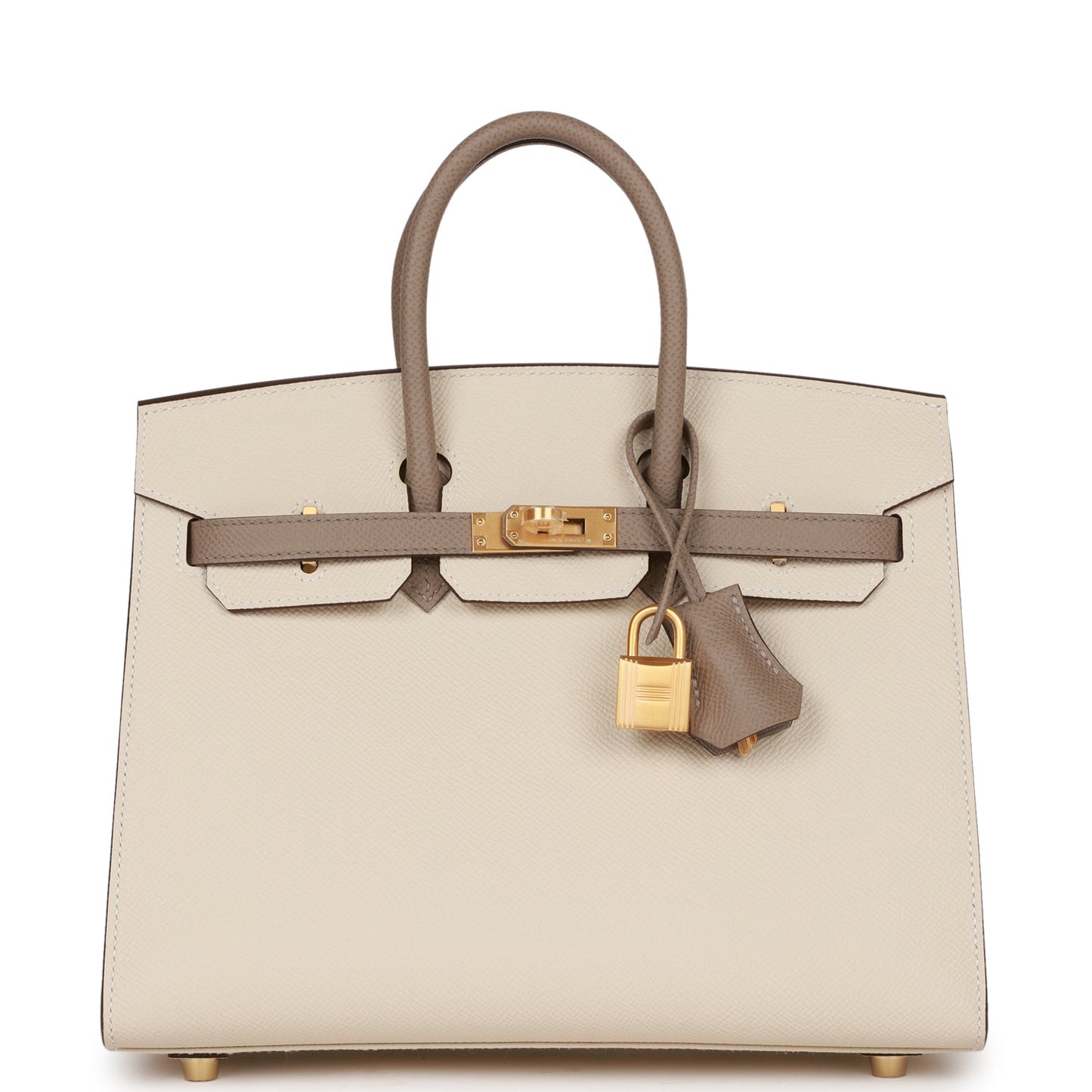 Hermes Birkin Sellier Craie And Gris Asphalte Epsom Gold Travel Bag