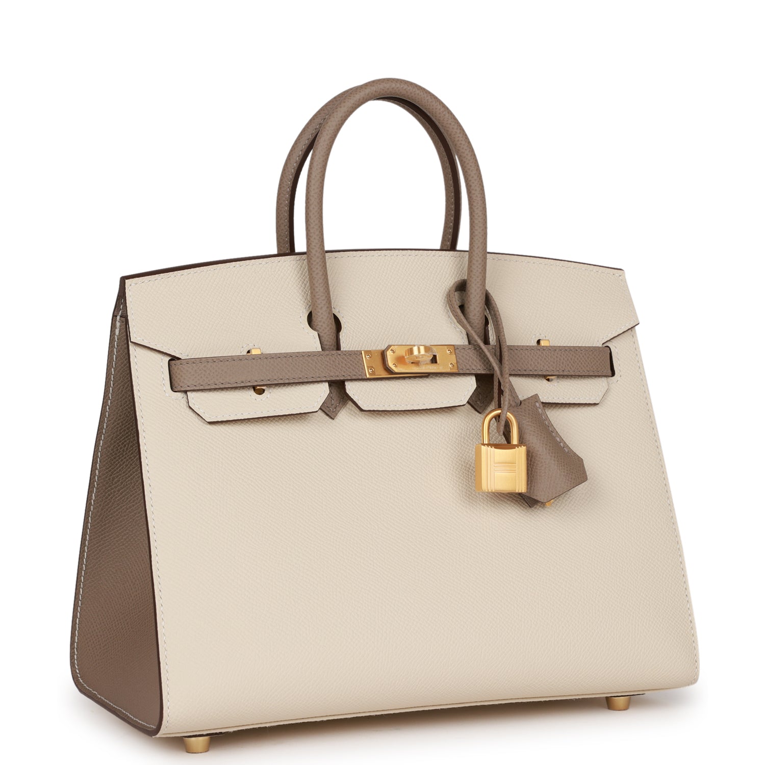 Hermes Birkin Sellier Craie And Gris Asphalte Epsom Gold Travel Bag