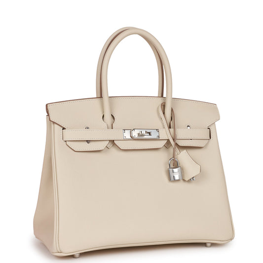 Hermes Birkin Craie Epsom Palladium Hardware Handbag Travel Bag
