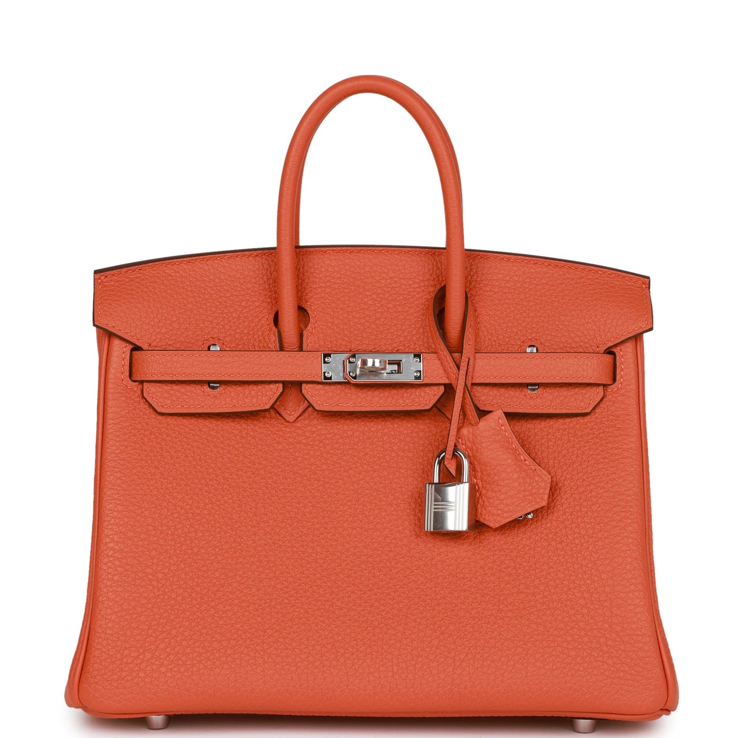 Hermes Birkin Togo Palladium Hardware Handbag Orange Travel Bag