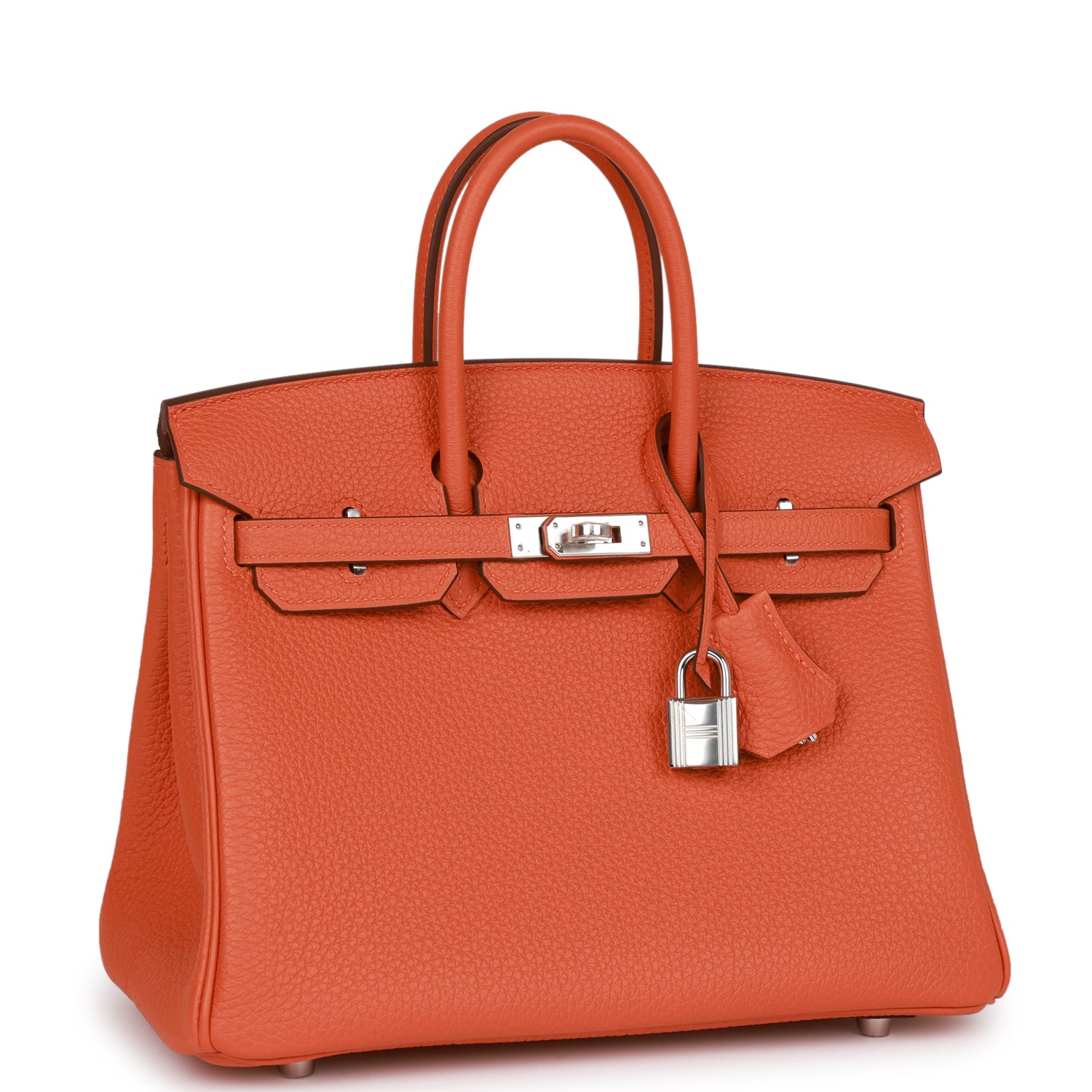 Hermes Birkin Togo Palladium Hardware Handbag Orange Travel Bag