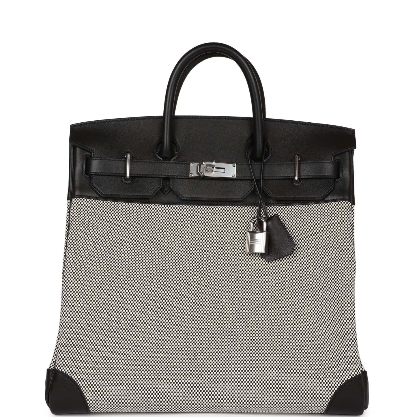 Hermes Birkin Hac Evercolor And Toile Palladium Hardware Black Travel Bag Palladium Hardware