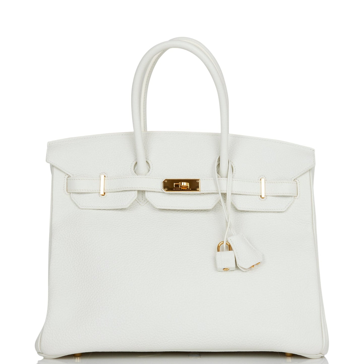 Hermes Birkin Clemence Hardware Handbag White Gold Travel Bag 2