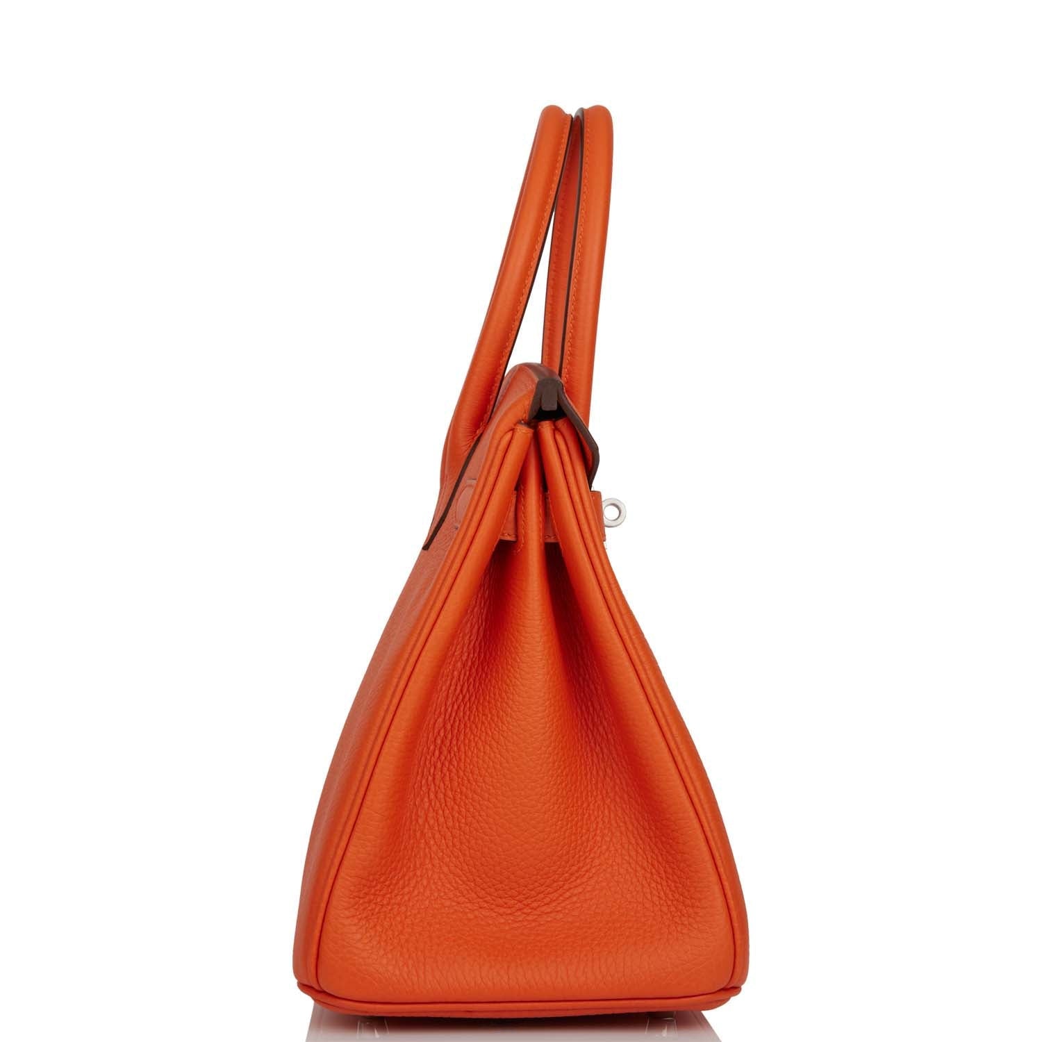 Hermes Birkin Feu Clemence Palladium Hardware Handbag Travel Bag Palladium Hardware