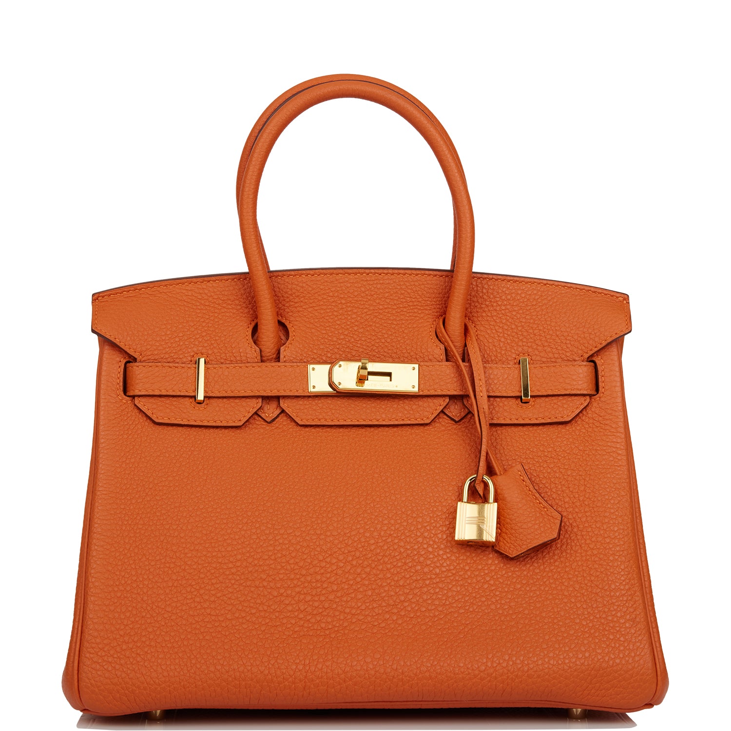 Hermes Birkin Clemence Hardware Handbag Gold Orange Travel Bag