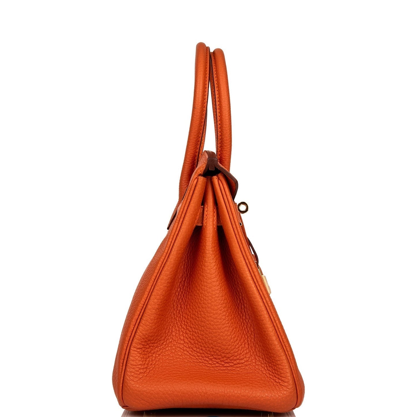 Hermes Birkin Clemence Hardware Handbag Gold Orange Travel Bag