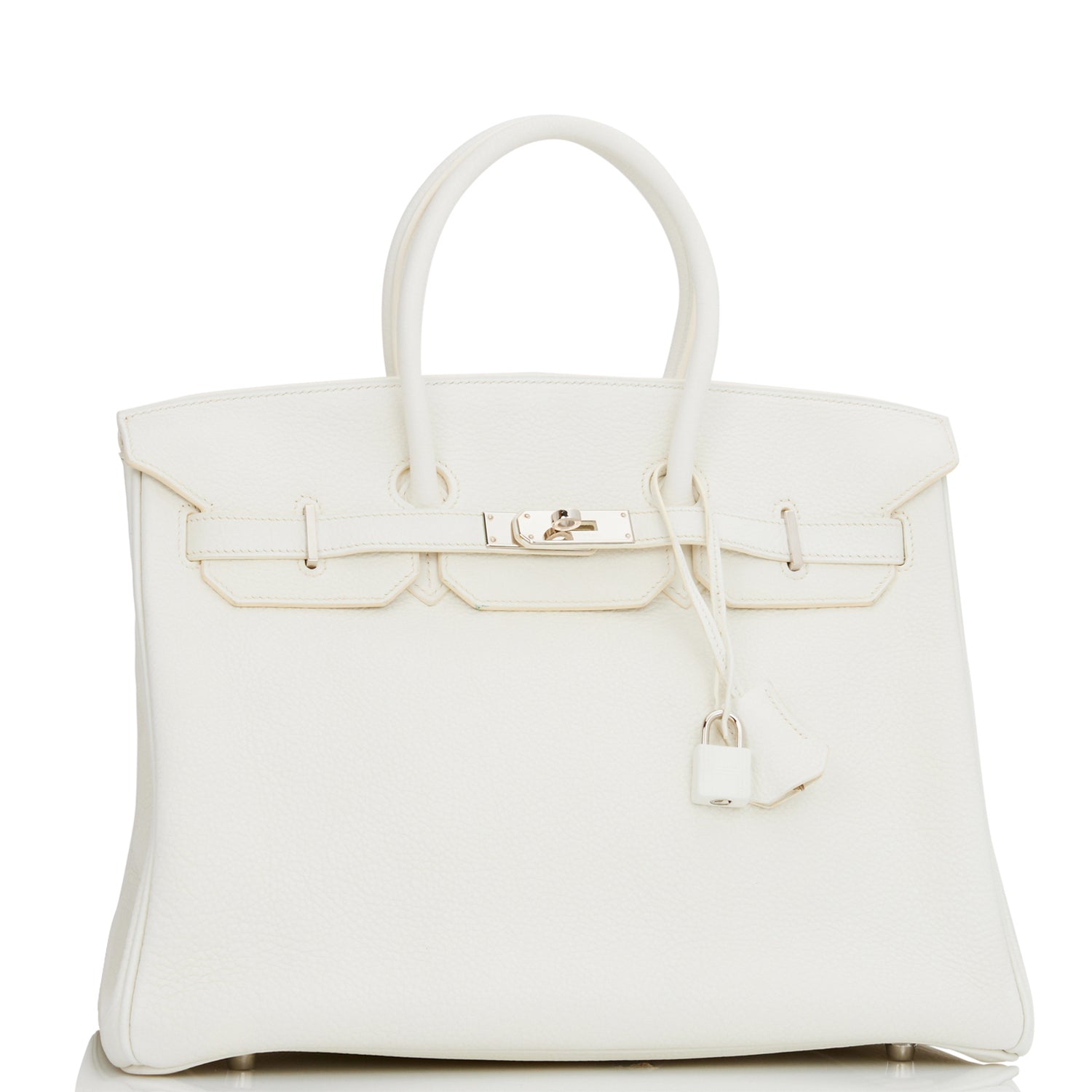 Hermes Birkin Clemence Palladium Hardware Handbag White Travel Bag