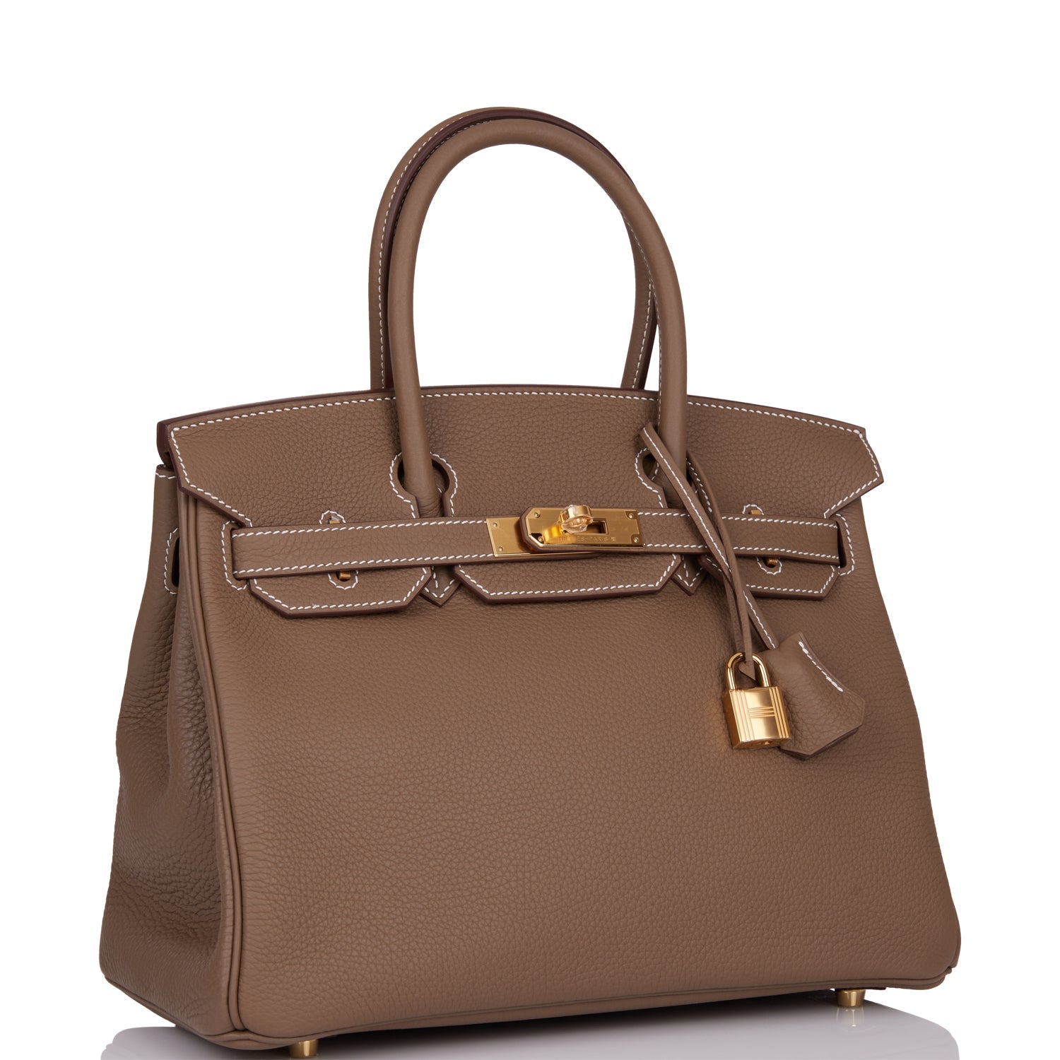 Hermes Birkin Etoupe Clemence Hardware Handbag Gold Travel Bag
