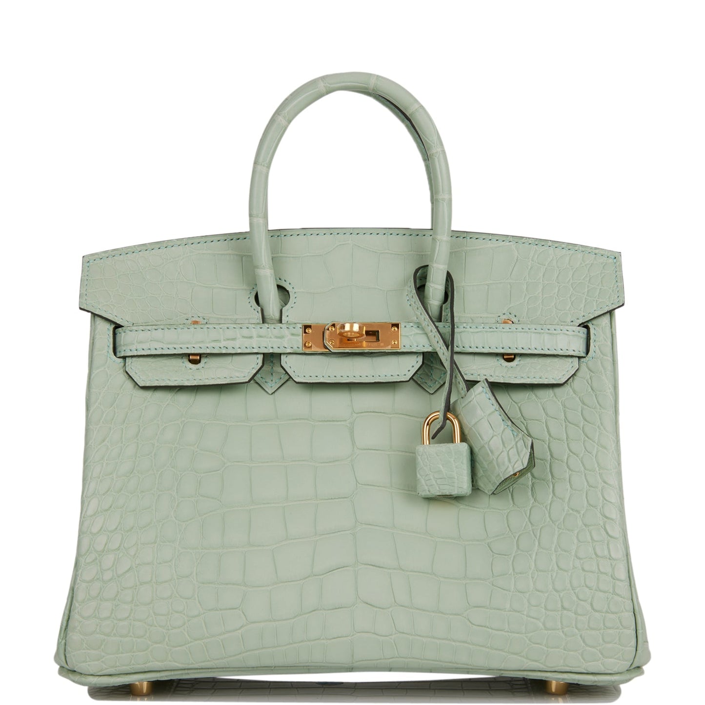 Hermes Birkin Vert Eau Matte Alligator Hardware Handbag Gold Travel Bag