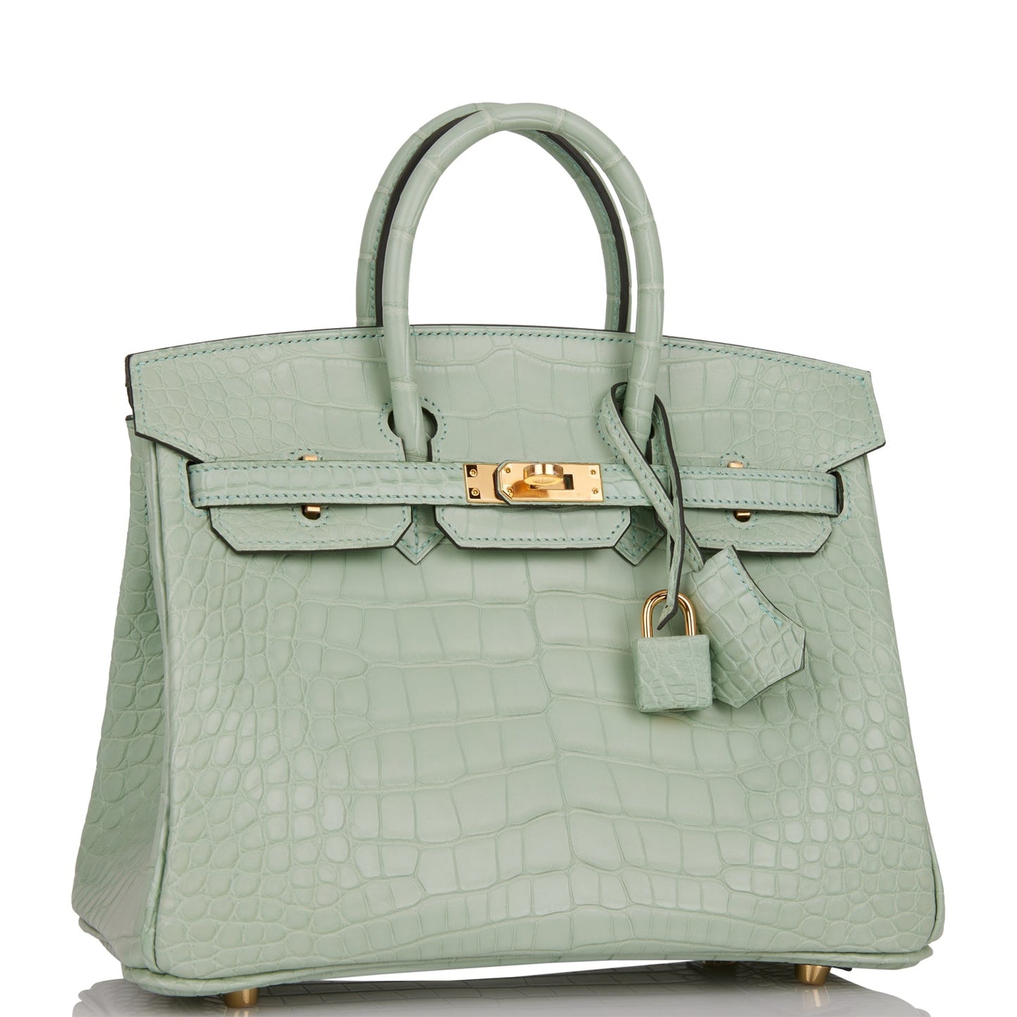 Hermes Birkin Vert Eau Matte Alligator Hardware Handbag Gold Travel Bag