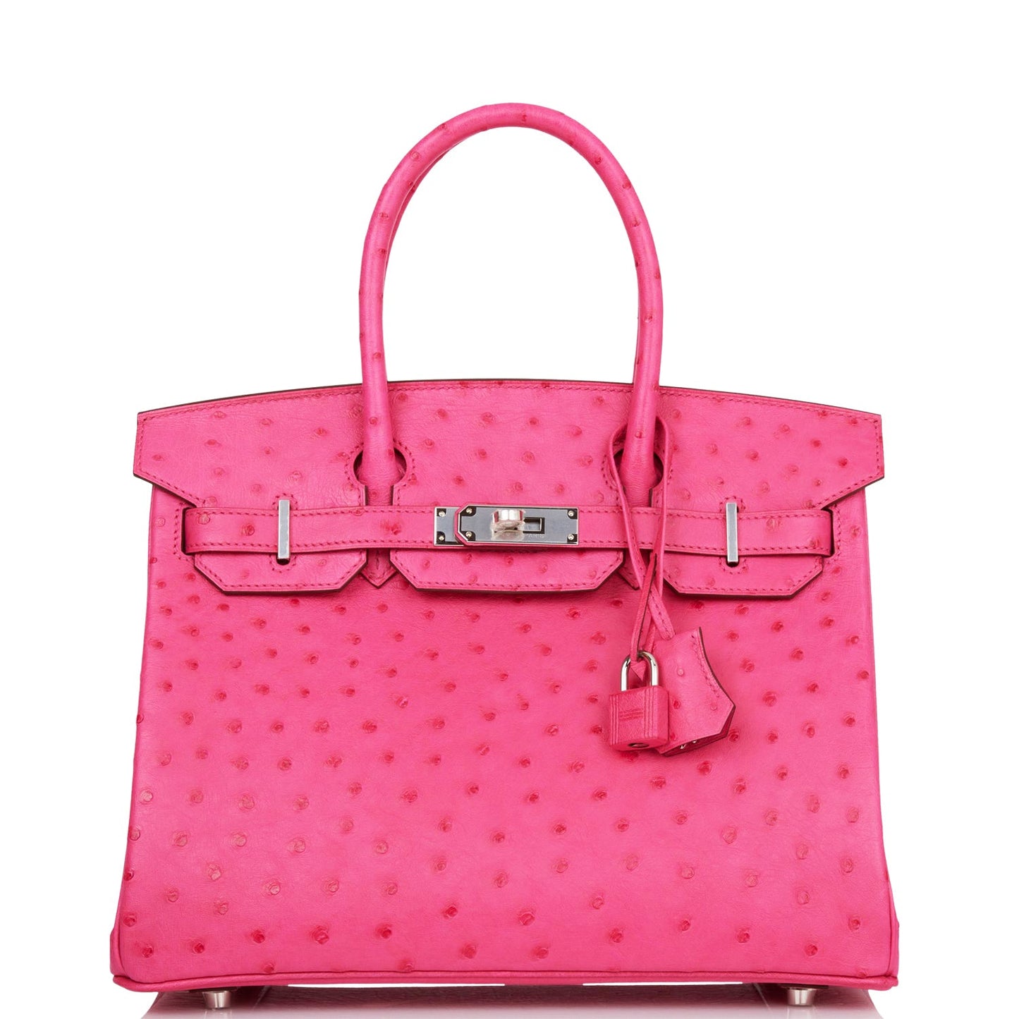 Hermes Birkin Rose Tyrien Ostrich Palladium Hardware Handbag Travel Bag Palladium Hardware