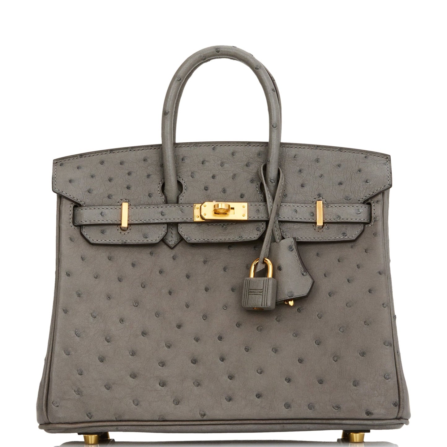 Hermes Birkin Gris Meyer Ostrich Hardware Handbag Gold Travel Bag