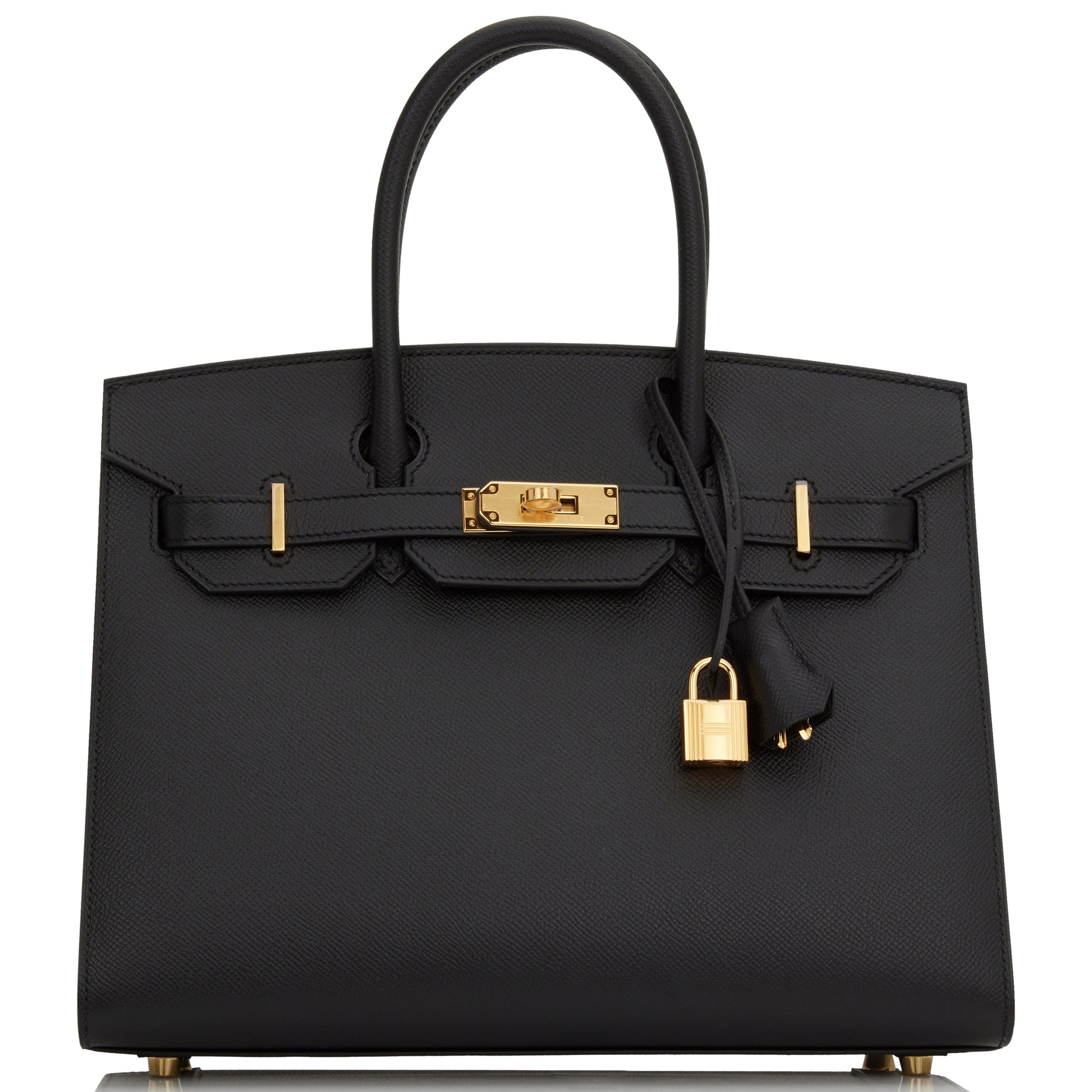 Hermes Birkin Sellier Epsom Hardware Handbag Black Gold Travel Bag