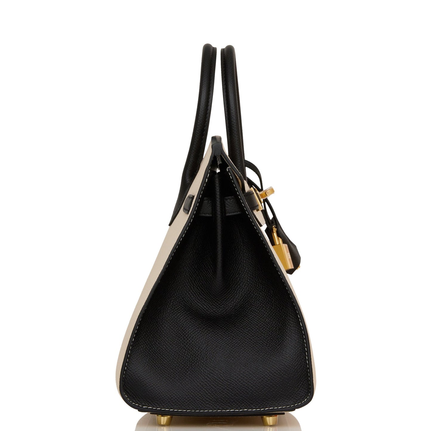 Hermes Birkin Sellier Craie And Epsom Hardware Handbag Black Gold Travel Bag