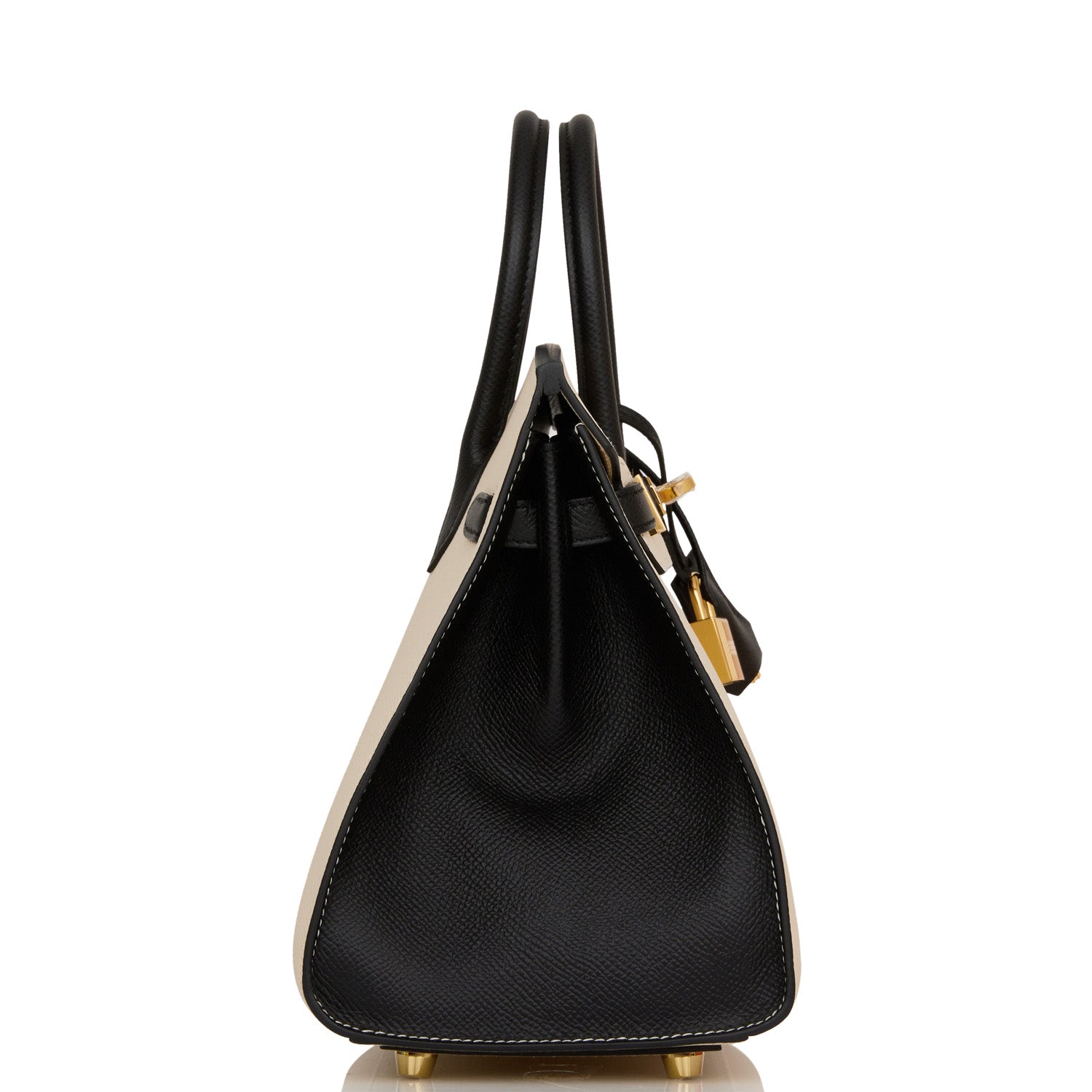 Hermes Birkin Sellier Craie And Epsom Hardware Handbag Black Gold Travel Bag