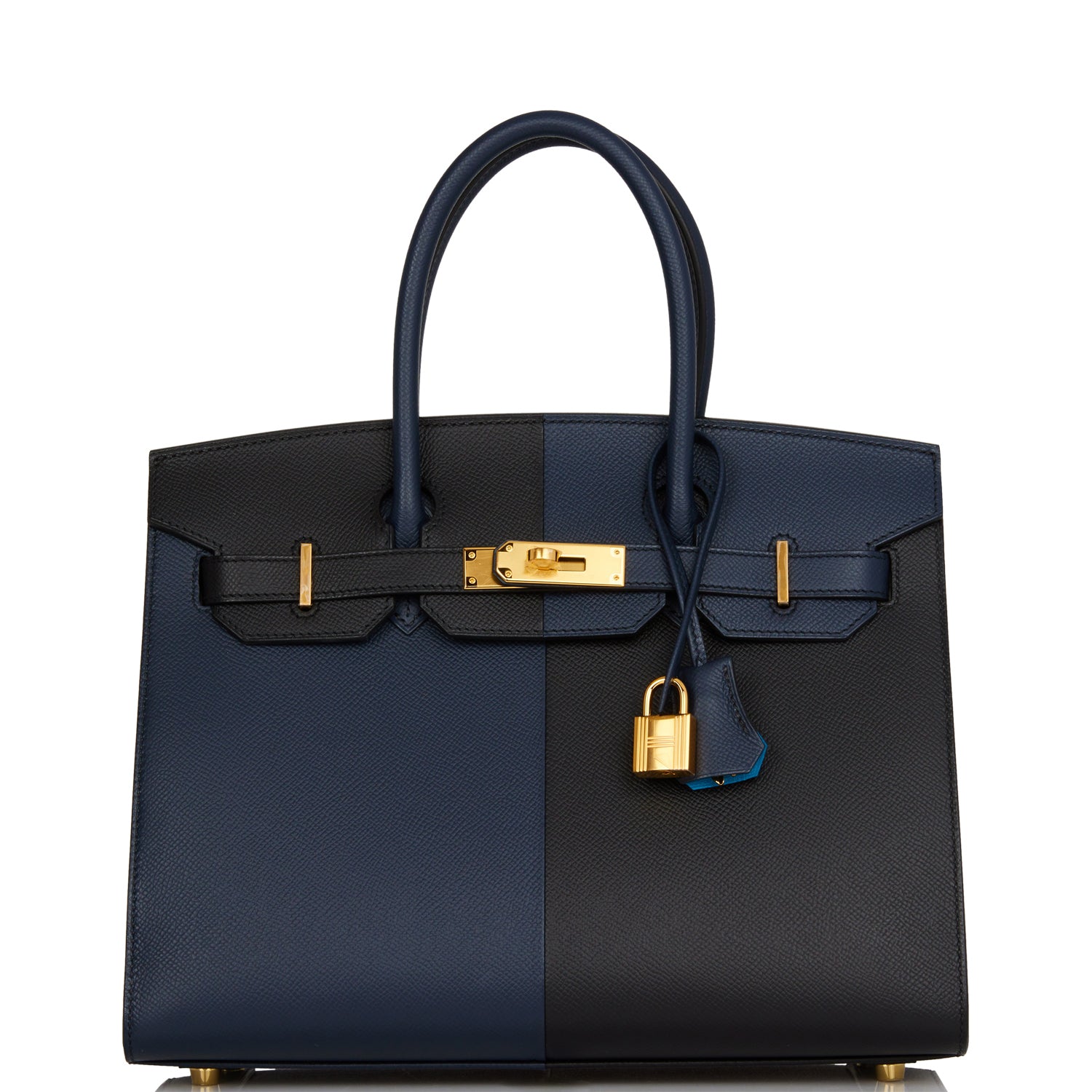 Hermes Birkin Cas Ue Bleu Indigo And Bleu Black Gold Travel Bag