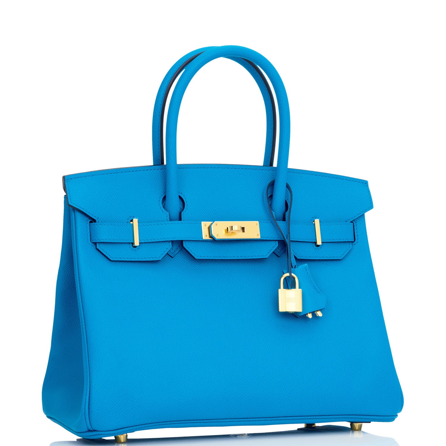 Hermes Birkin Bleu Frida Epsom Hardware Handbag Gold Travel Bag