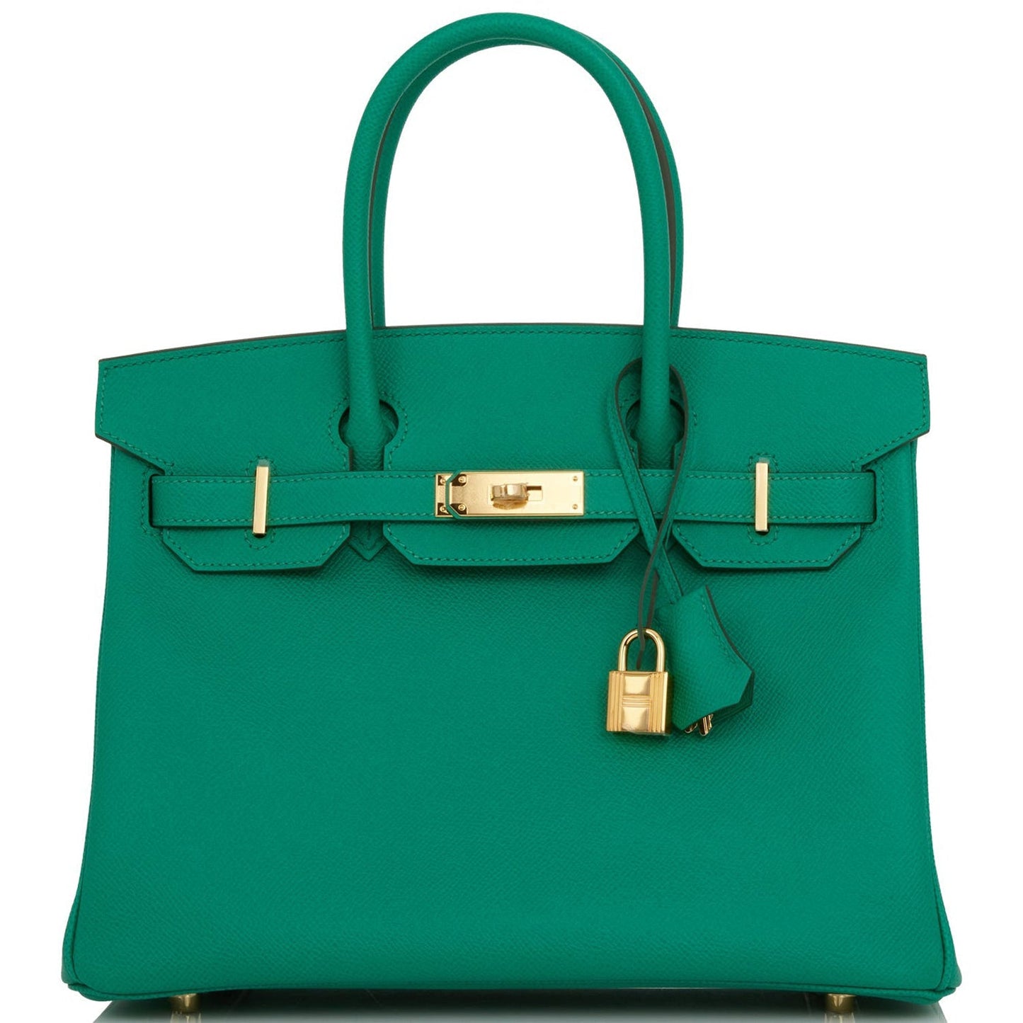 Hermes Birkin Vert Jade Epsom Hardware Handbag Gold Travel Bag
