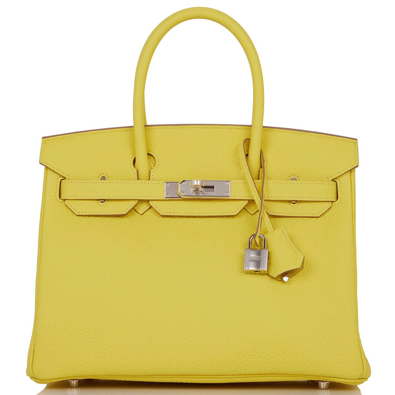 Hermes Birkin Lime Clemence Palladium Hardware Handbag Travel Bag