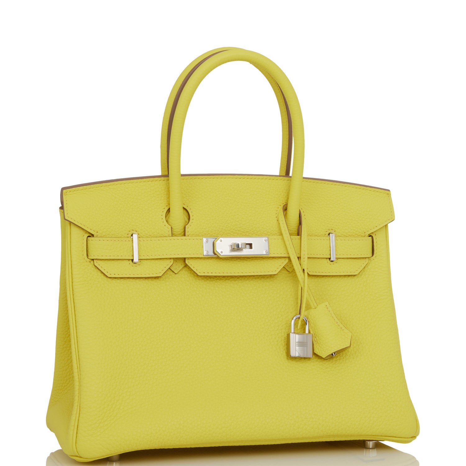 Hermes Birkin Lime Clemence Palladium Hardware Handbag Travel Bag
