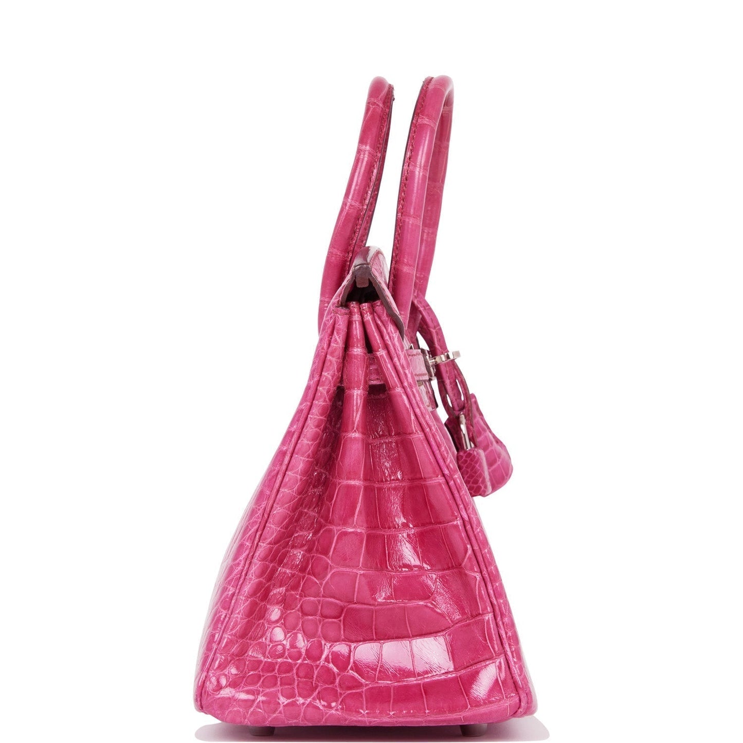 Hermes Birkin Fuchsia Shiny Alligator Palladium Hardware Handbag Travel Bag