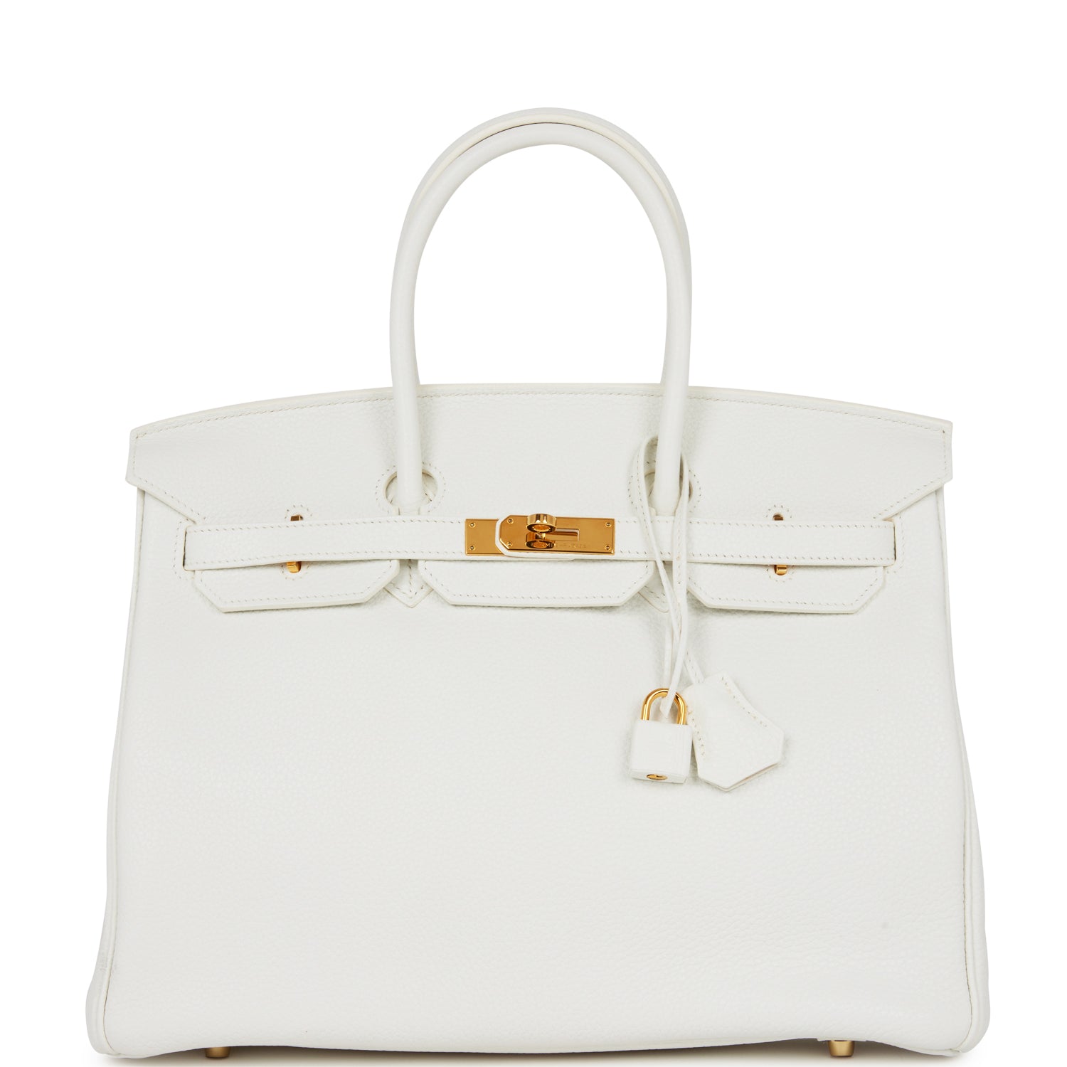 Hermes Birkin Clemence Hardware Handbag White Gold Travel Bag Gold Hardware 2