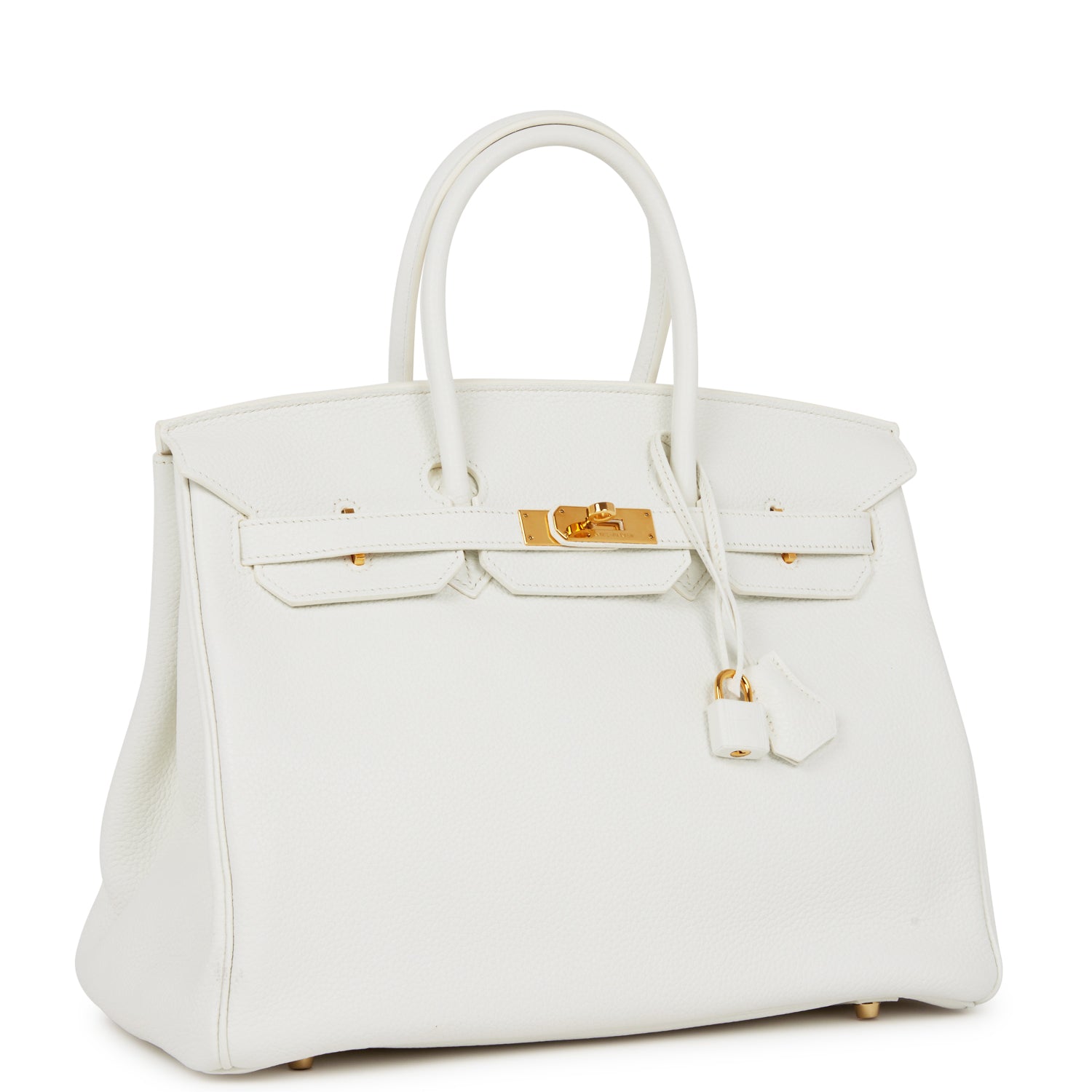 Hermes Birkin Clemence Hardware Handbag White Gold Travel Bag Gold Hardware 2