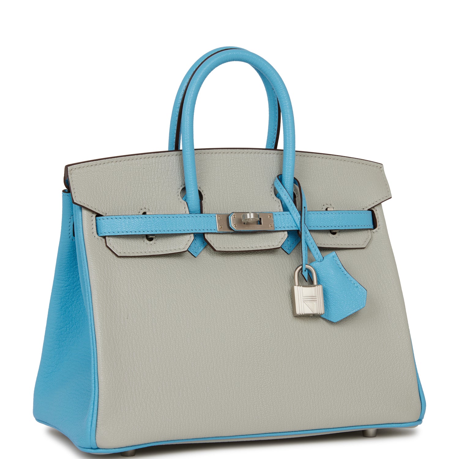 Hermes Special Order Hss Birkin Gris Perle And Bleu Travel Bag