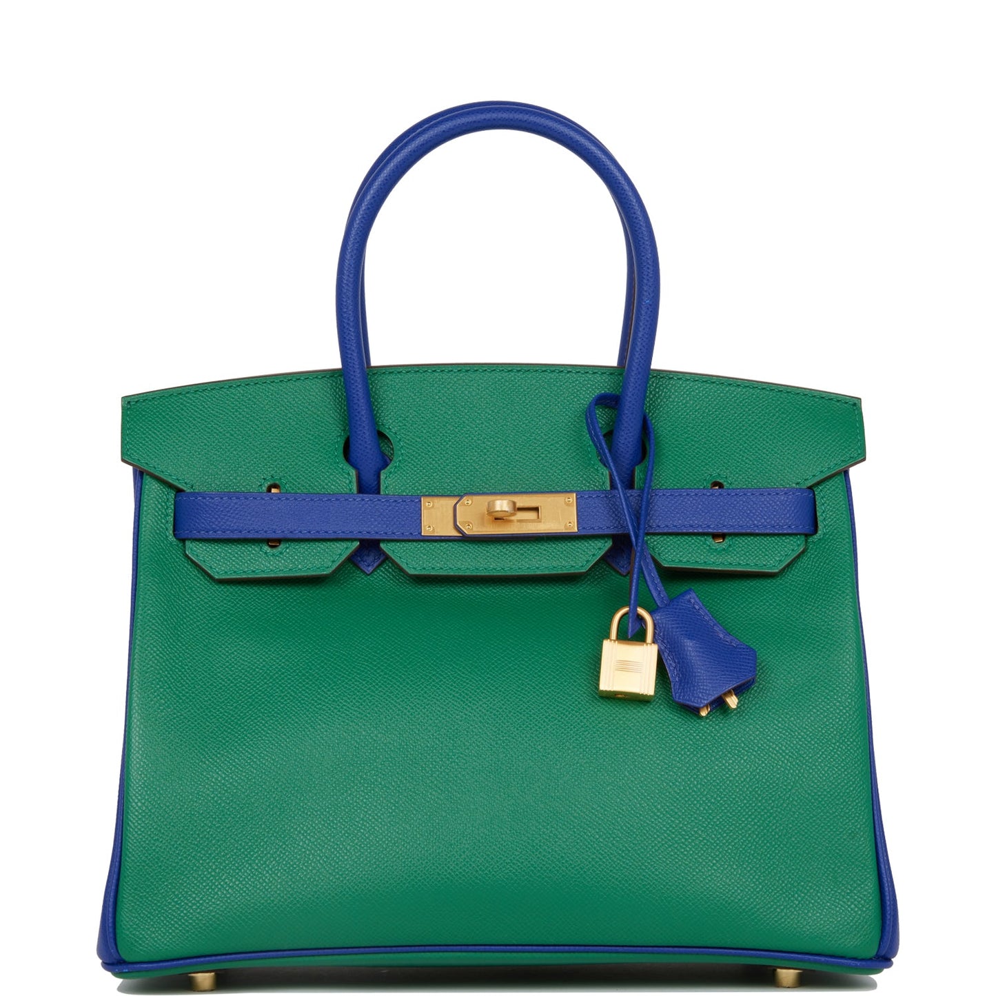 Hermes Special Order Hss Birkin Vert Verone And Bleu Gold Travel Bag