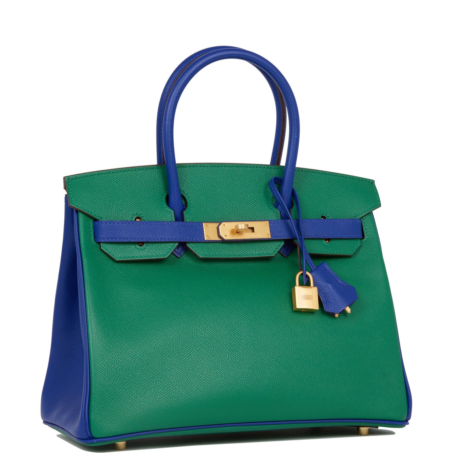 Hermes Special Order Hss Birkin Vert Verone And Bleu Gold Travel Bag