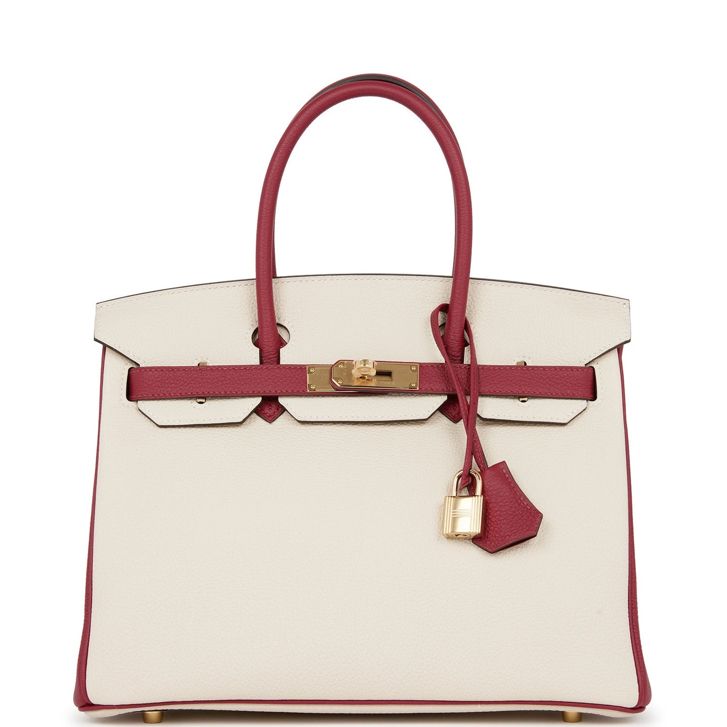 Hermes Special Order Hss Birkin Craie And Rouge Grenat Travel Bag