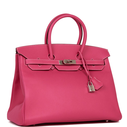 Hermes Birkin Rose Tyrien Epsom Palladium Hardware Handbag Travel Bag