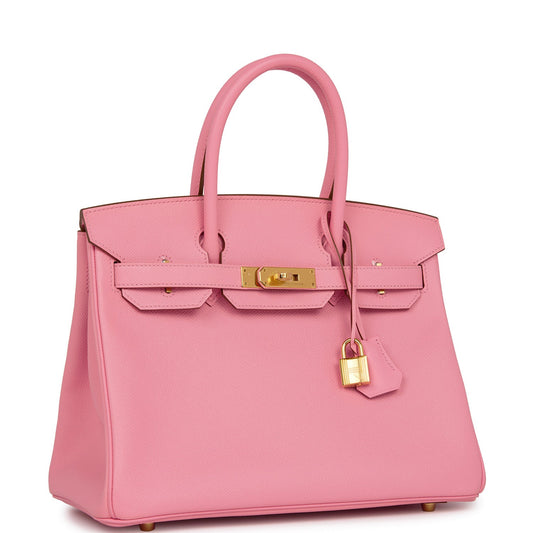 Hermes Birkin Rose Confetti Epsom Hardware Handbag Gold Travel Bag