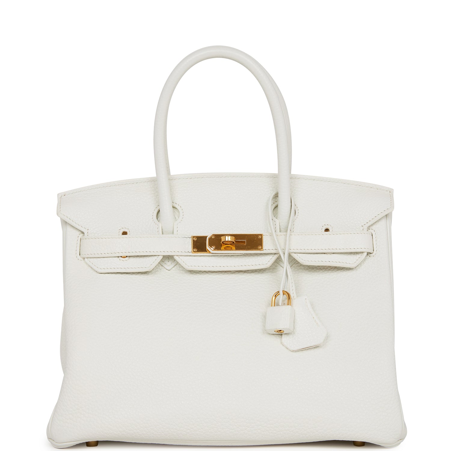 Hermes Birkin Clemence Hardware Handbag White Gold Travel Bag 3
