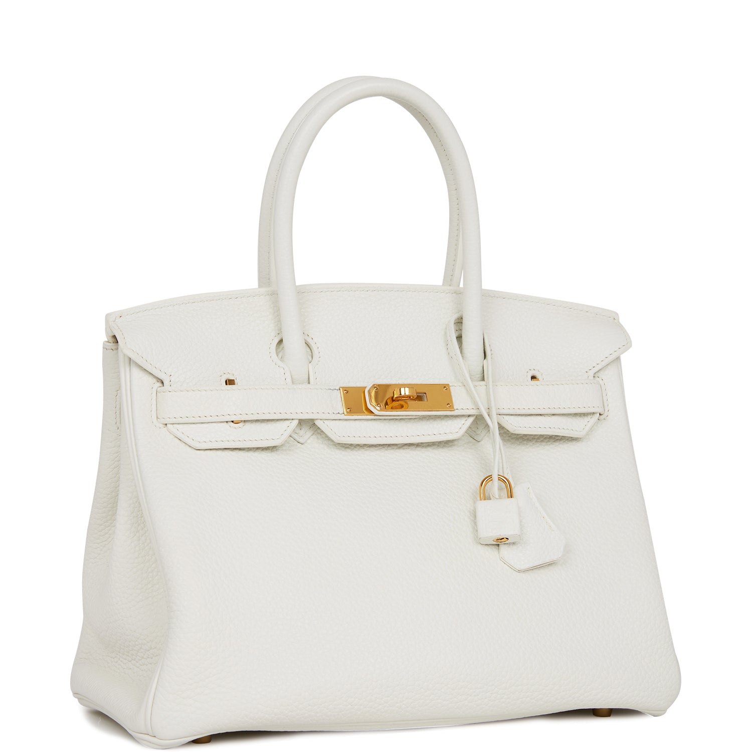 Hermes Birkin Clemence Hardware Handbag White Gold Travel Bag 3
