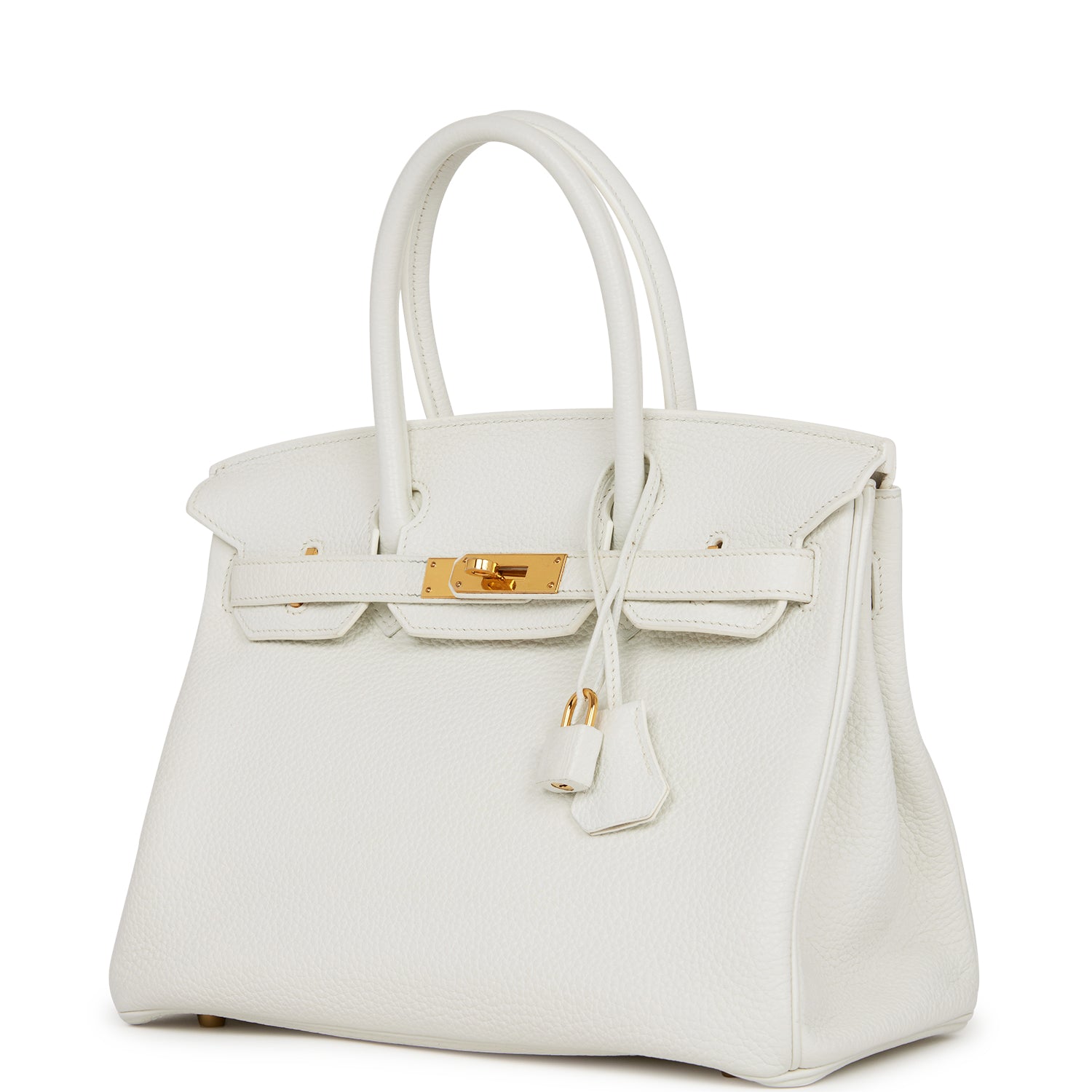 Hermes Birkin Clemence Hardware Handbag White Gold Travel Bag